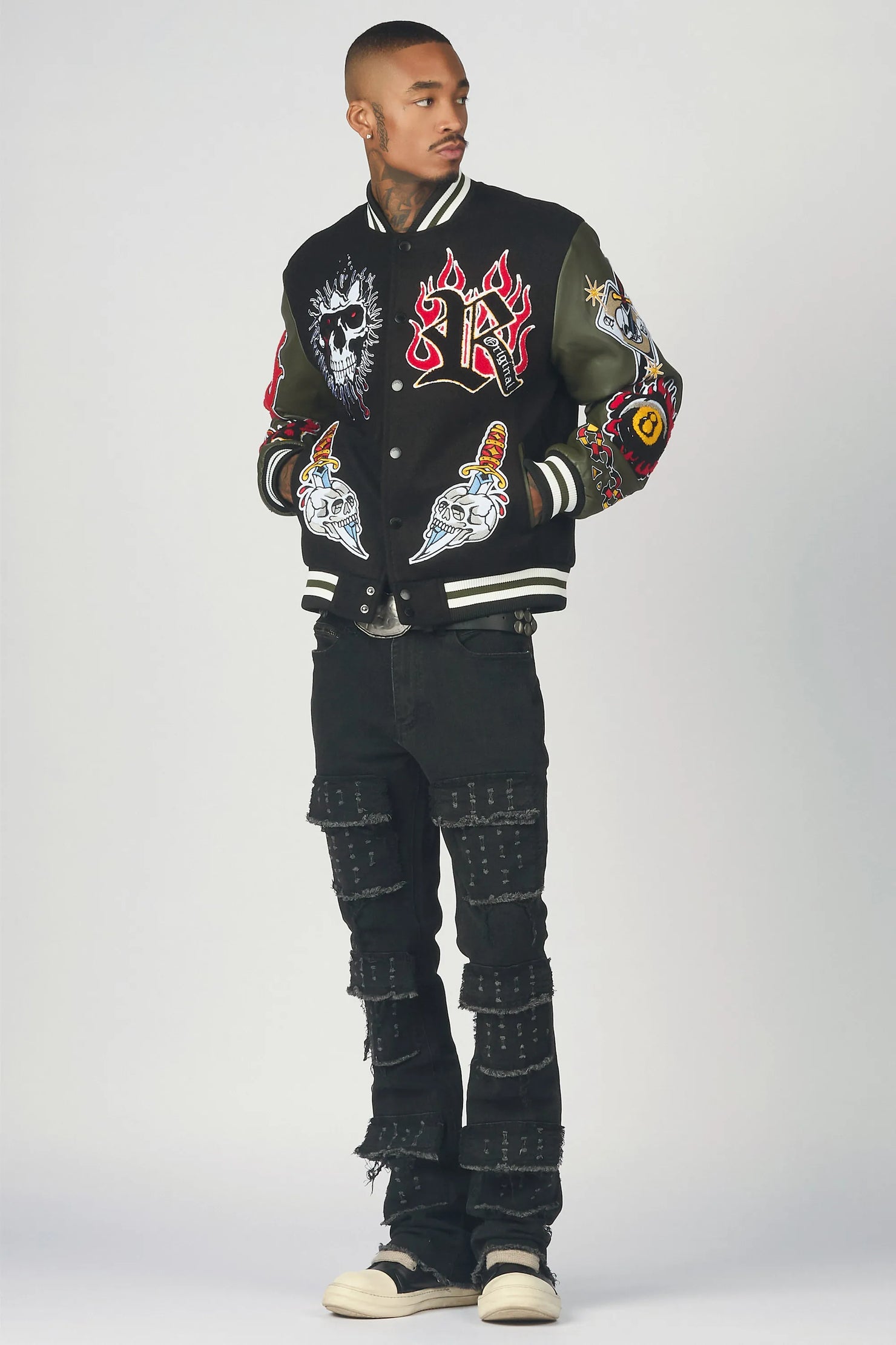 Clarke Black/Olive Varsity Jacket
