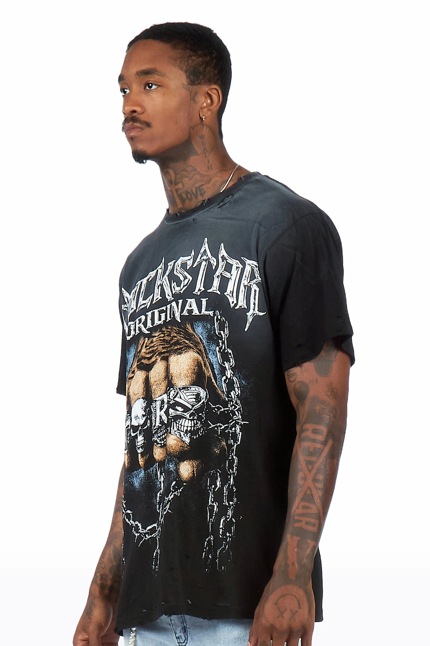 Ceus Black Oversized Graphic T-Shirt