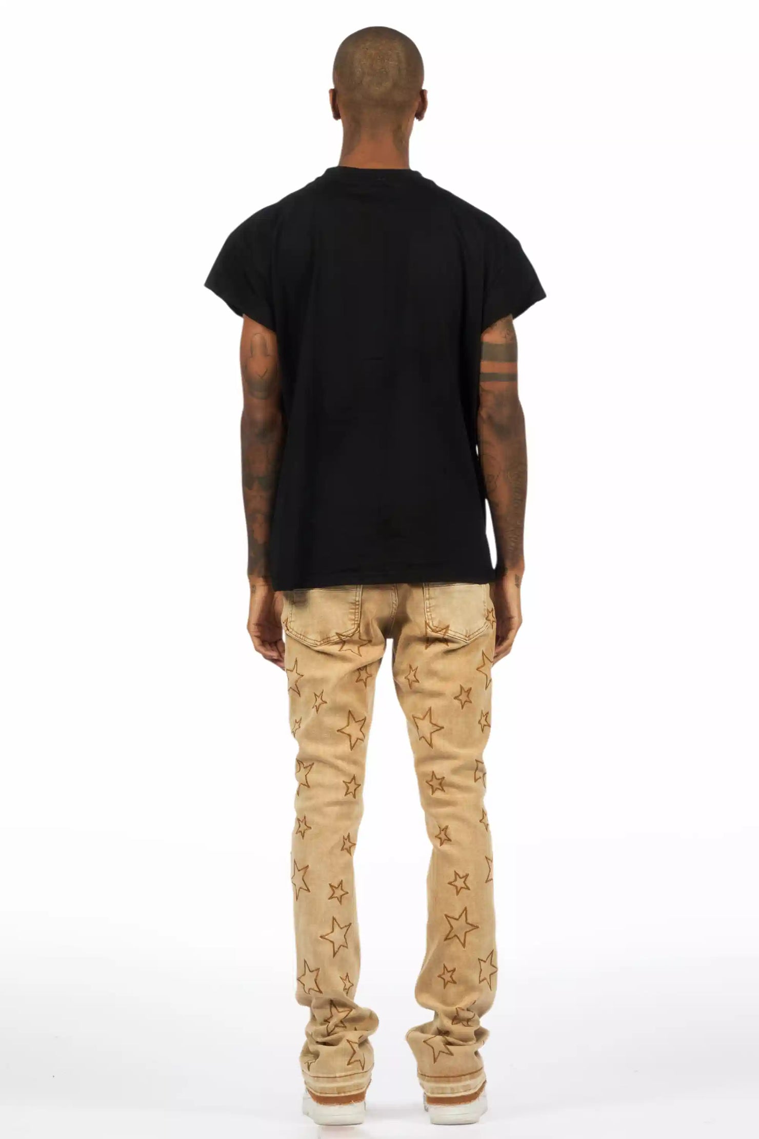 Starship Beige Stacked Flare Jean