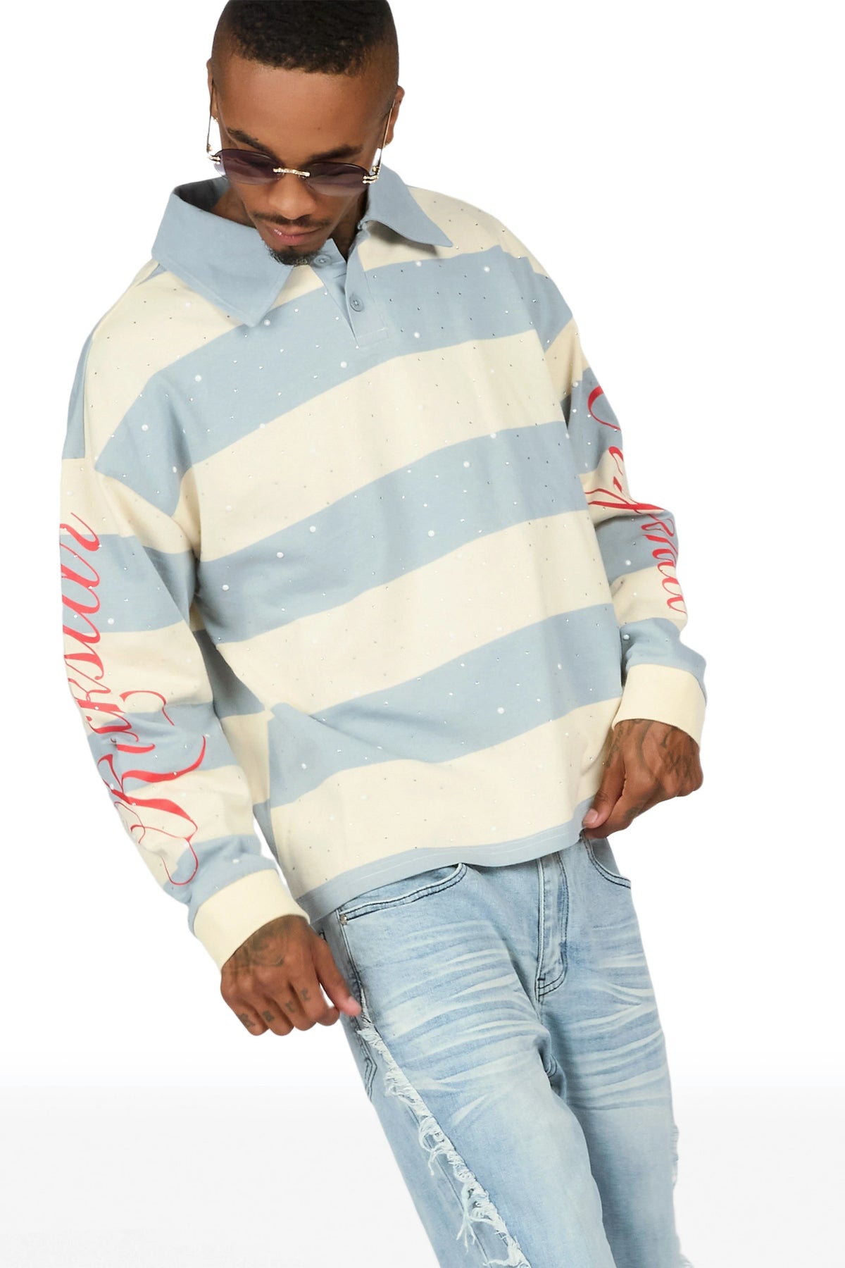 Vane Light Blue Stacked Super Flare Jean