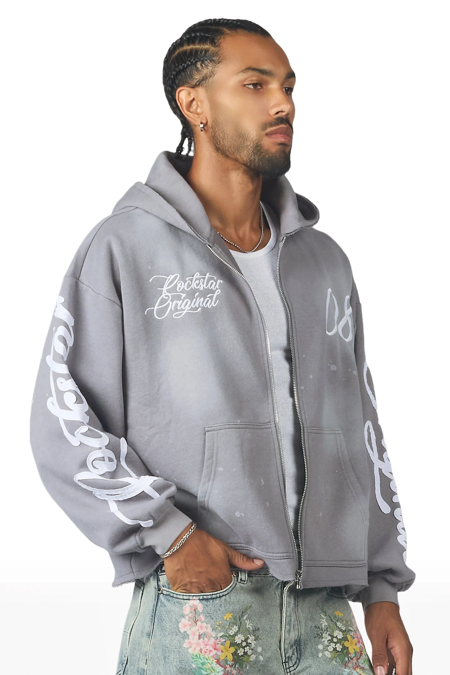 Hanif Vintage Grey Zip Up Hoodie
