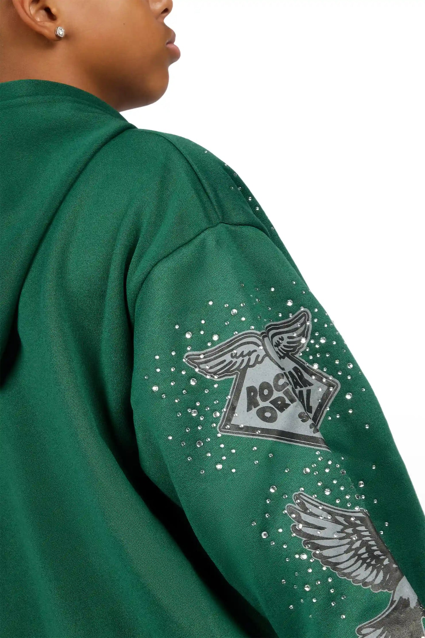 Boys Igor Green/Black Rhinestone Zip Up Hoodie