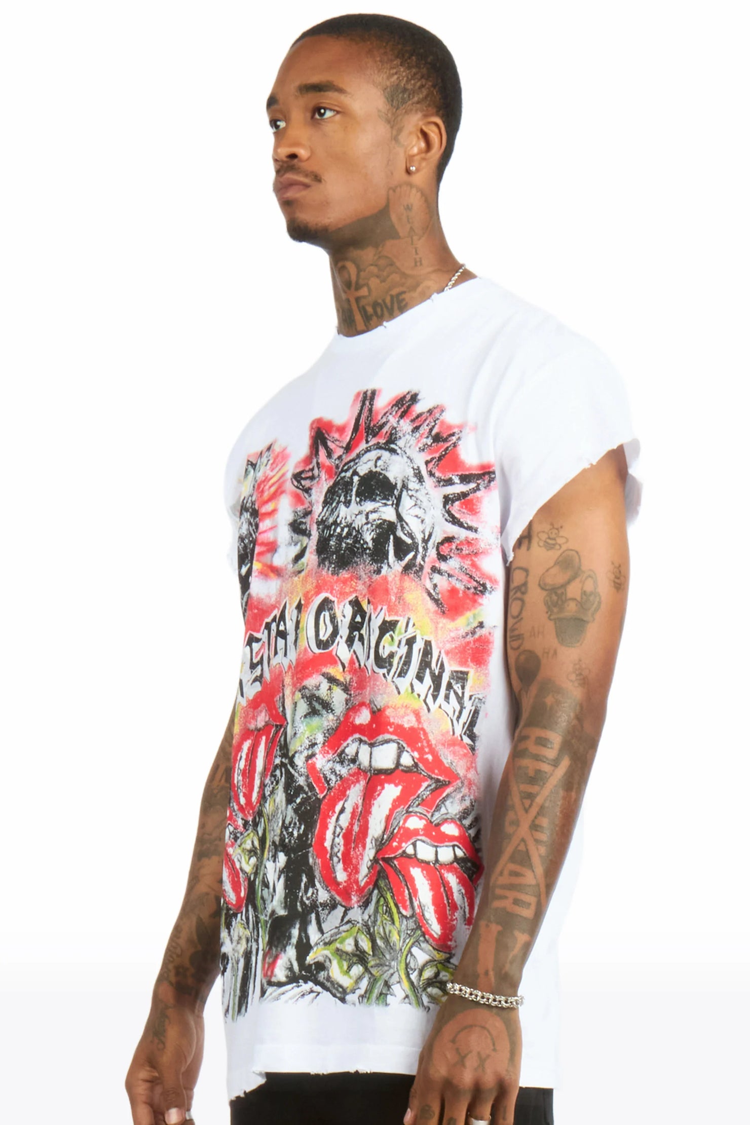 Falon White Cut off Tee