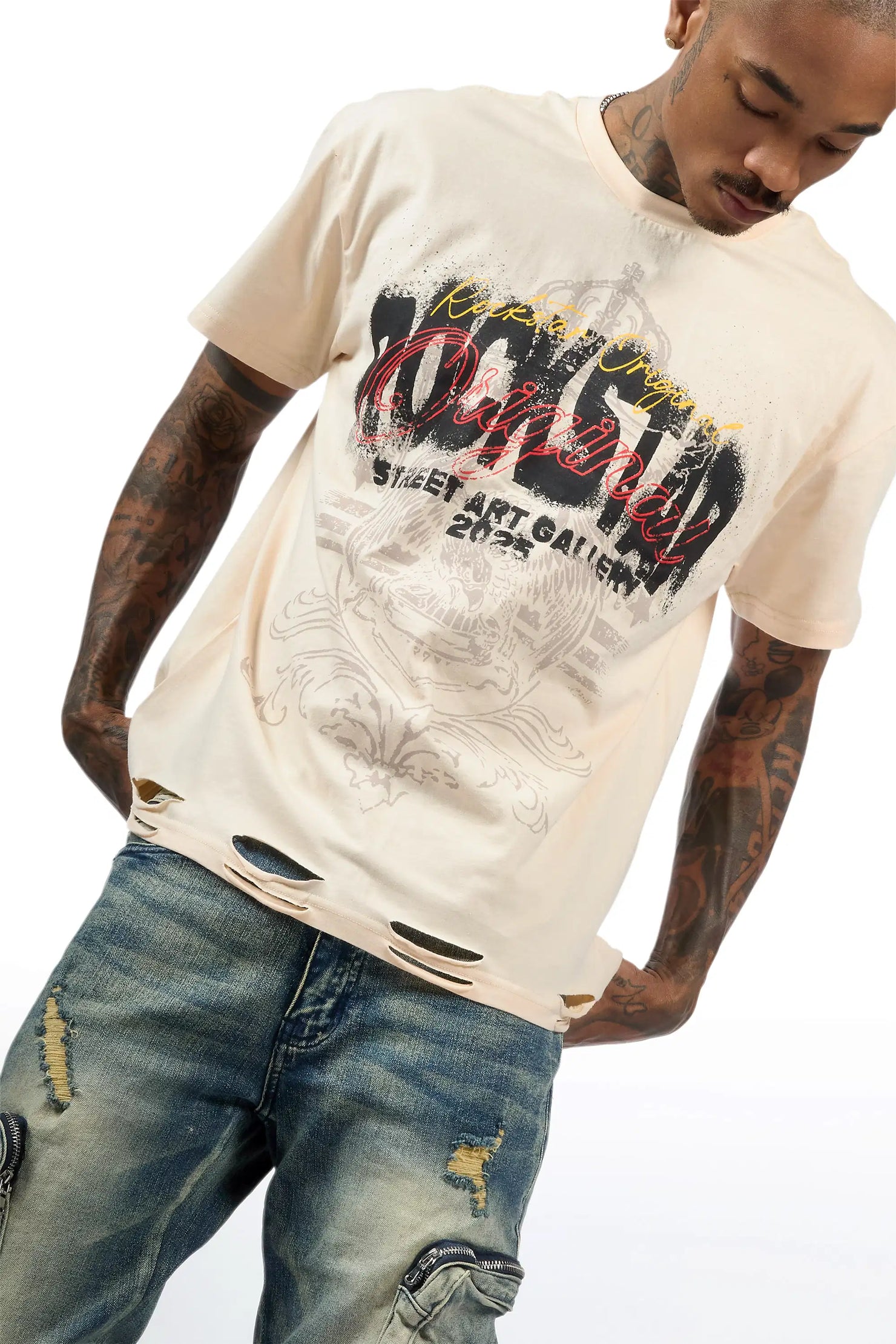 Irix Beige Oversized Graphic T-Shirt