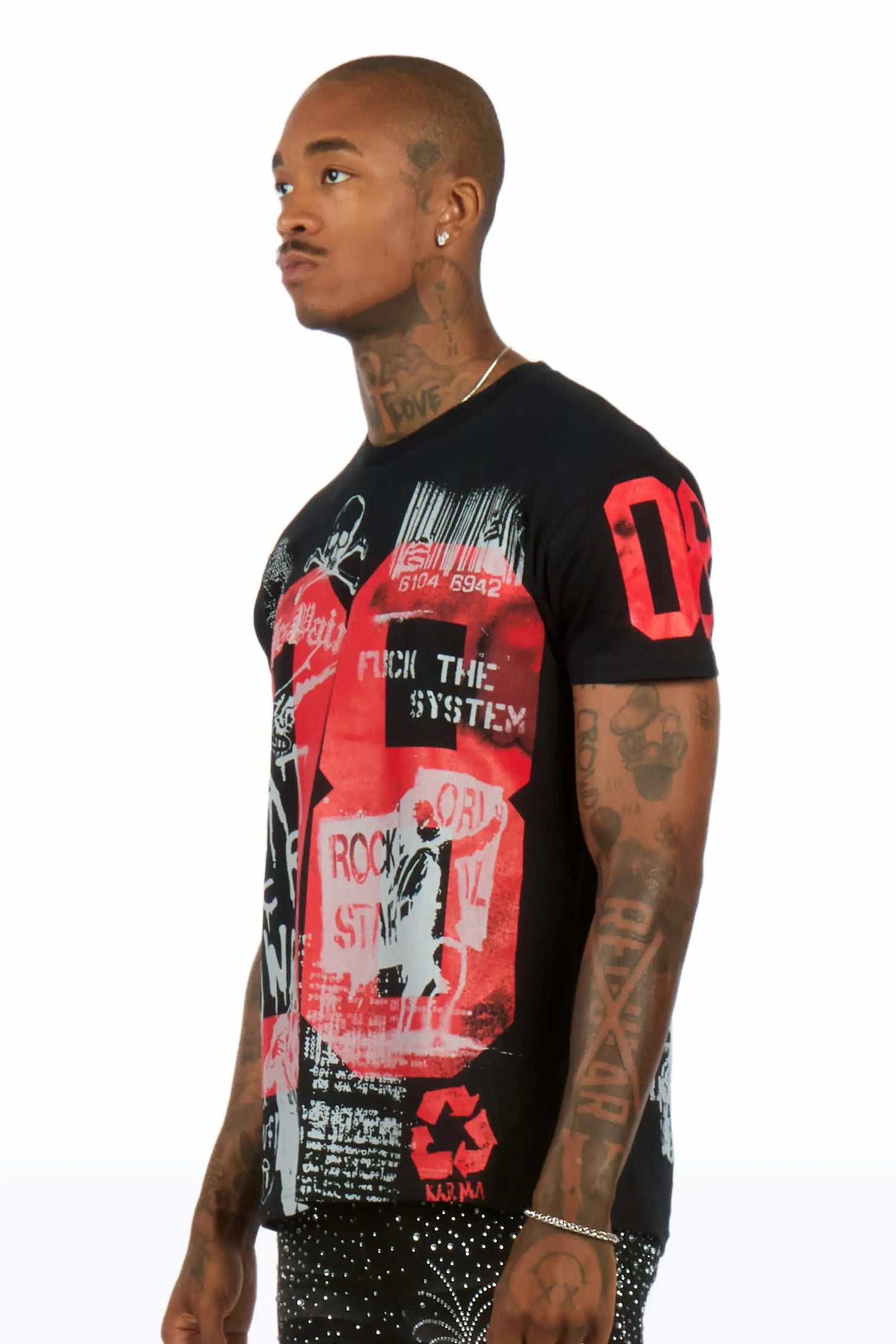 Grill 2.0 Black/Red Oversized Graphic T-Shirt