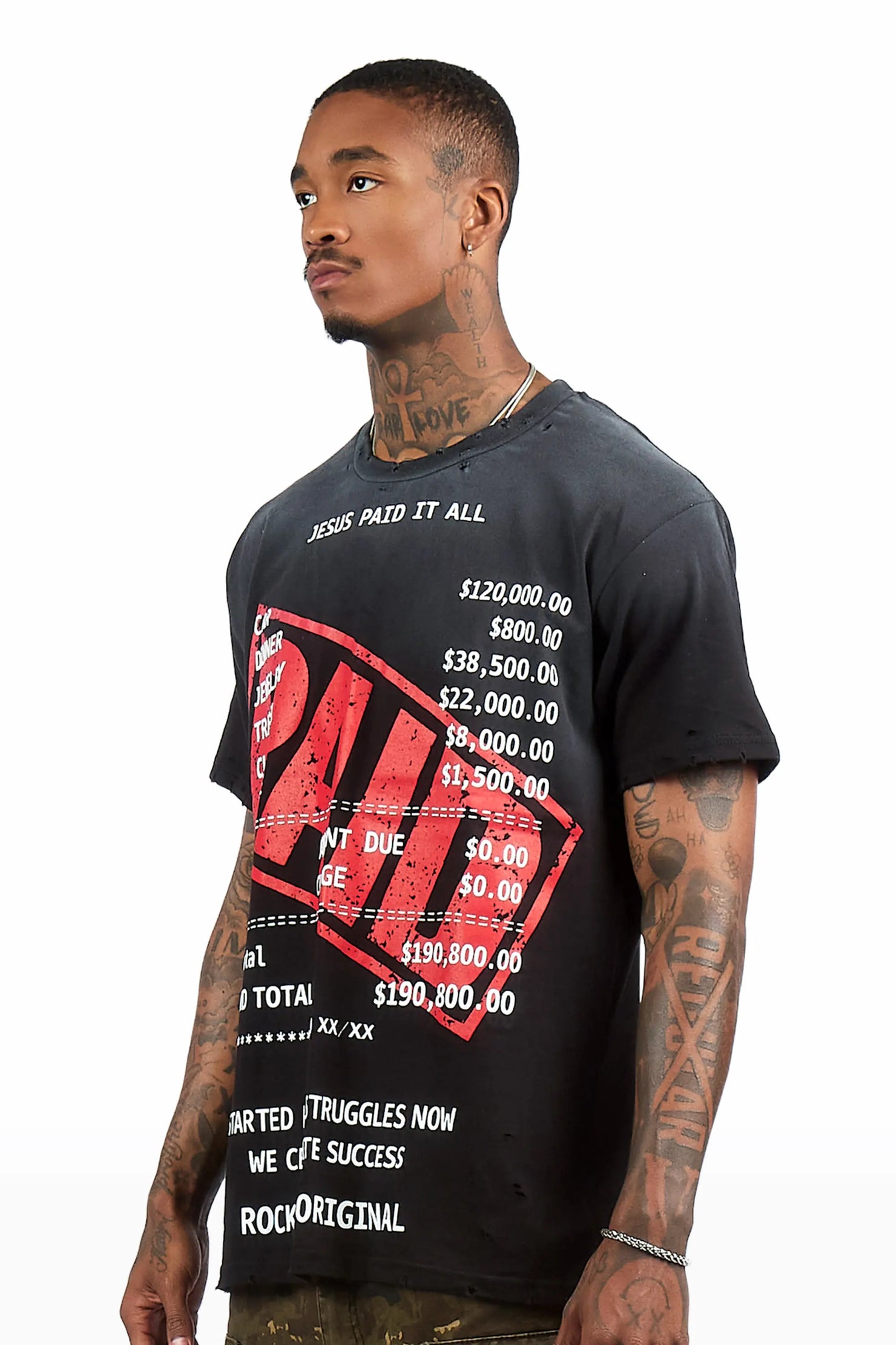 Paid Black Oversized Graphic T-Shirt