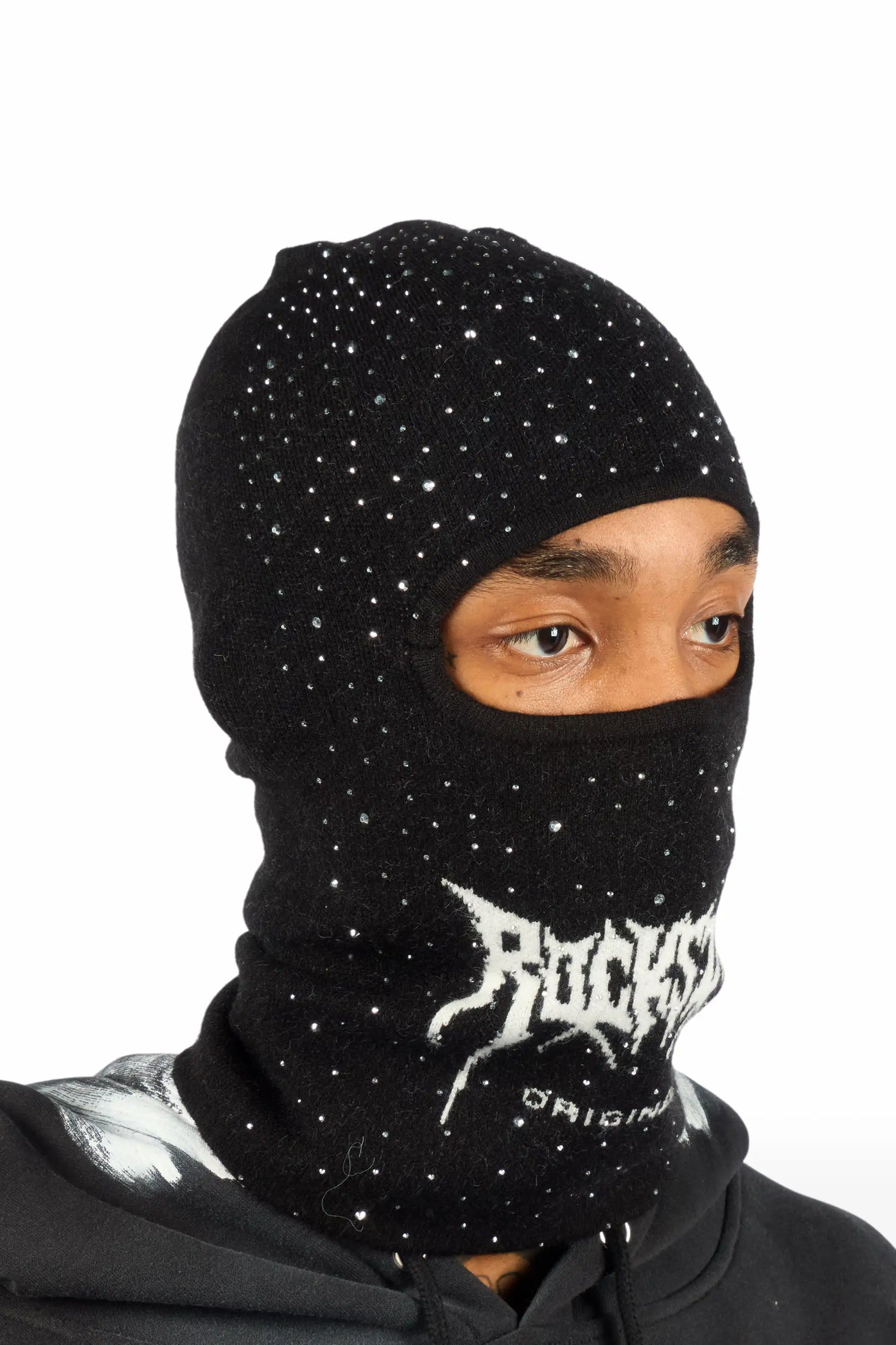 Twinkle Black/Black Rhinestone Ski Mask