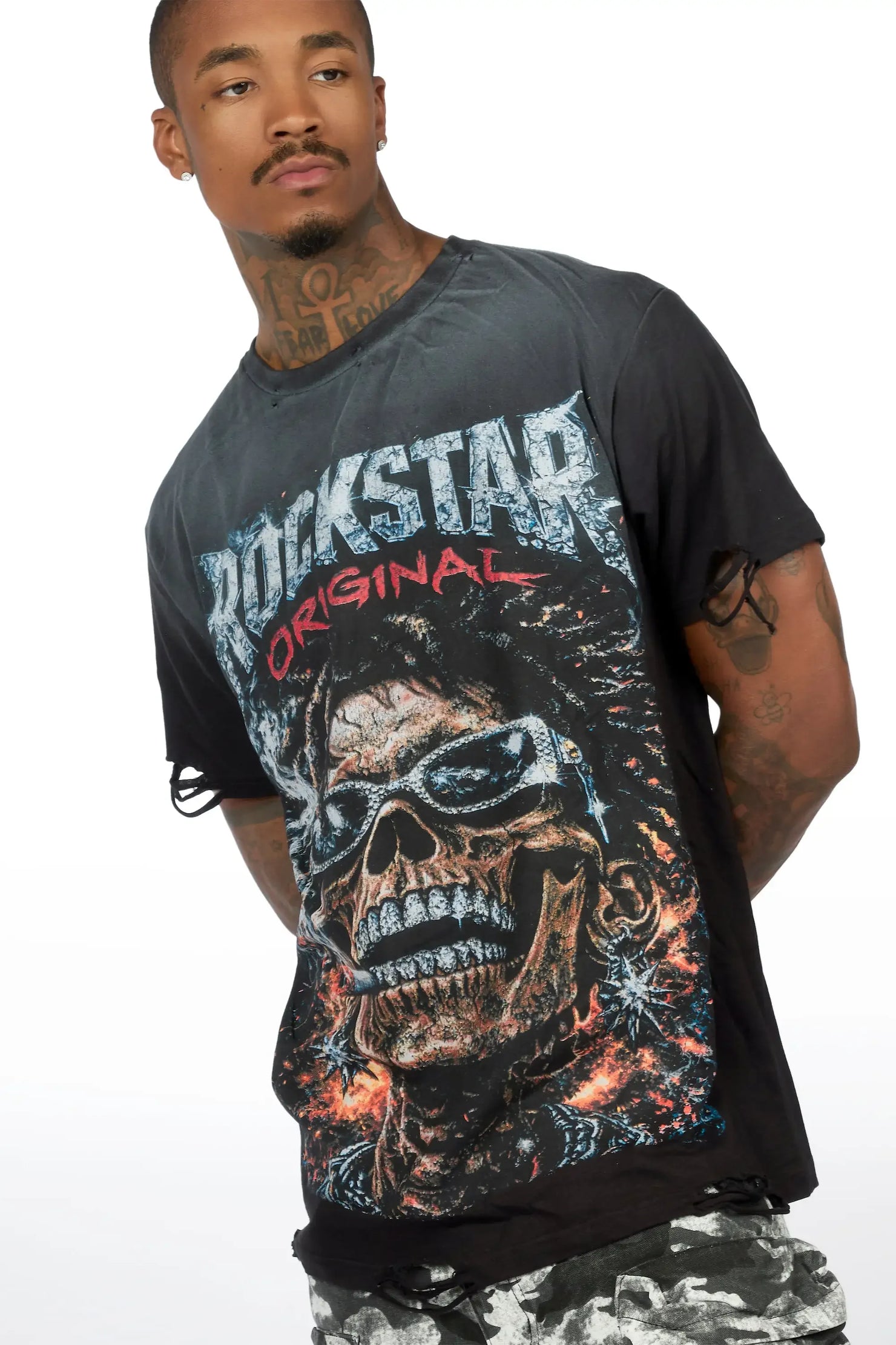 Baber Black Oversized Graphic T-Shirt
