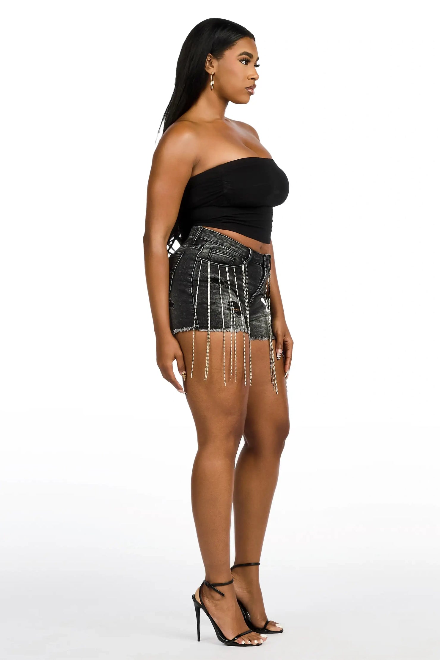 Debrayah Black  Rhinestone Hot Short