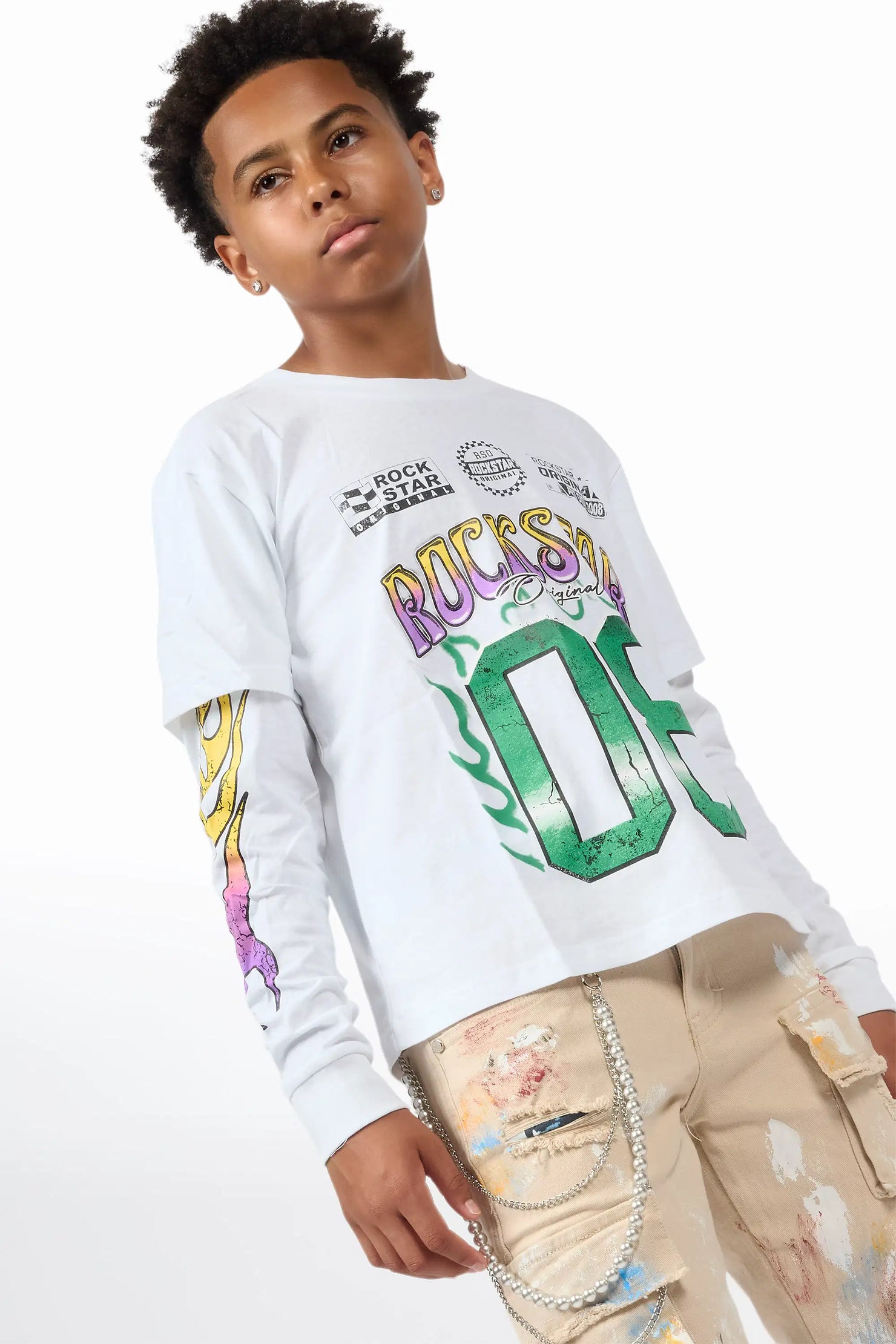 Boys Quito White Long Sleeve Graphic T-Shirt