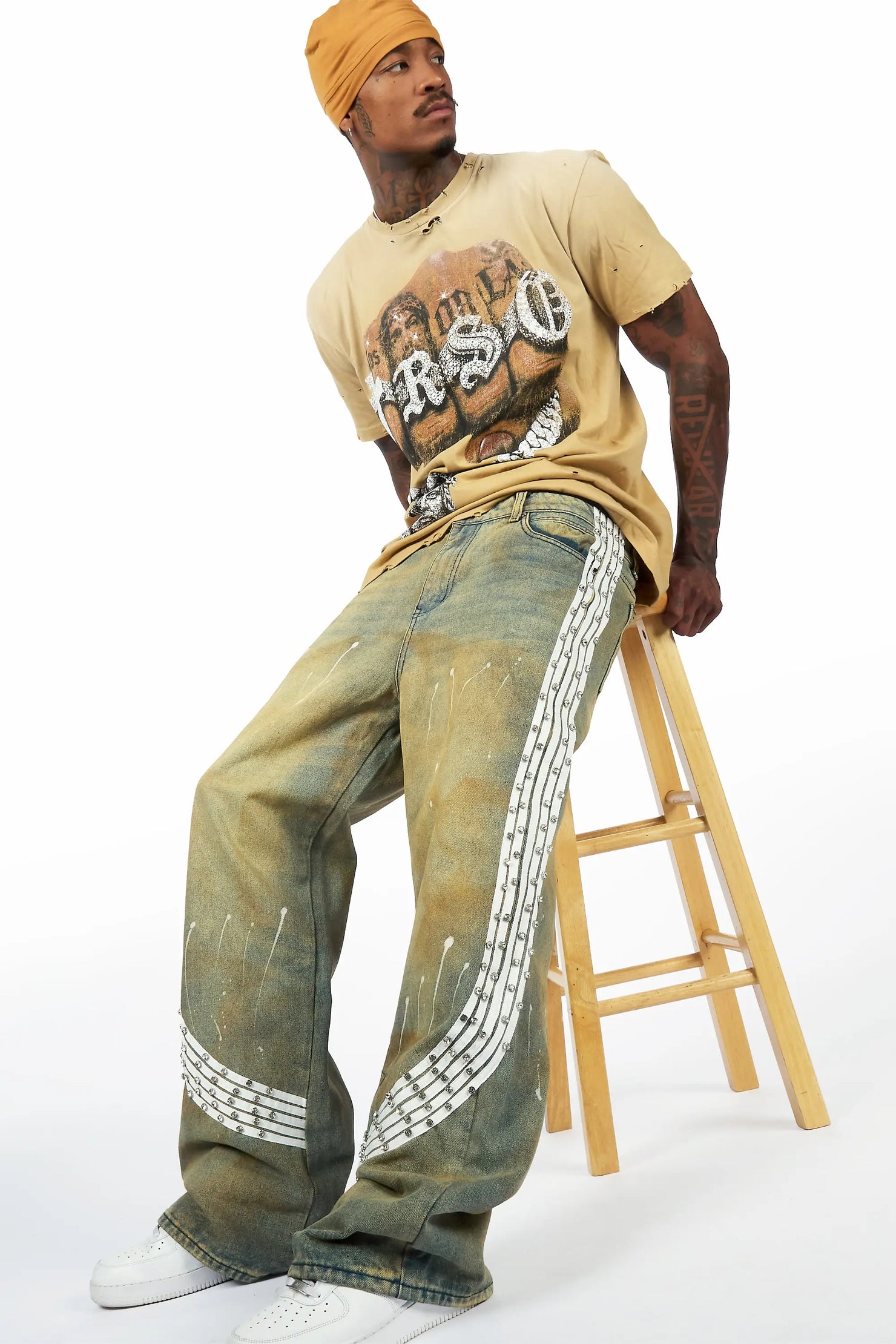 Echo Beige Oversized Graphic T-Shirt