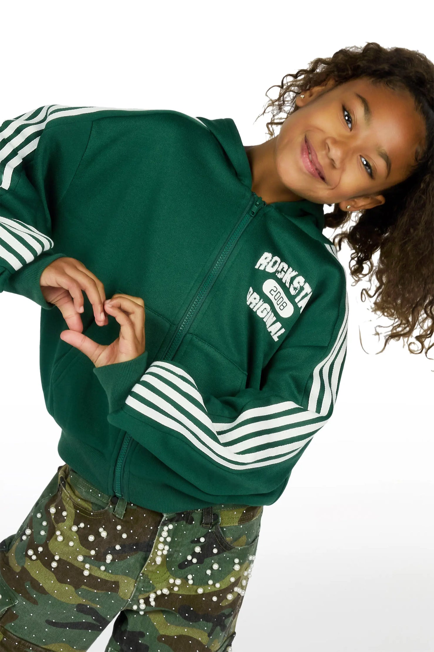 Girls Tyllaia Green Zip Up Hoodie