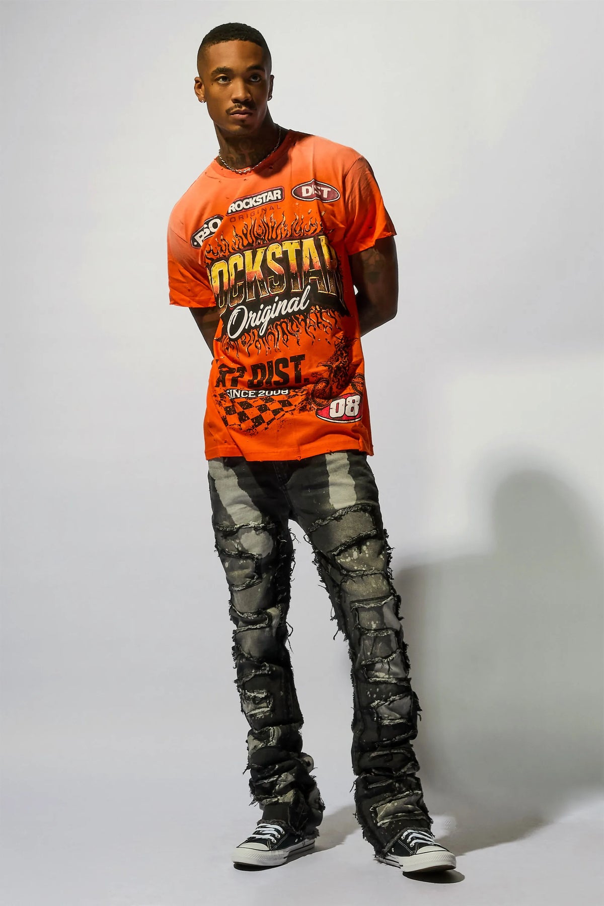 Laban Black Bleach Stacked Flare Jean