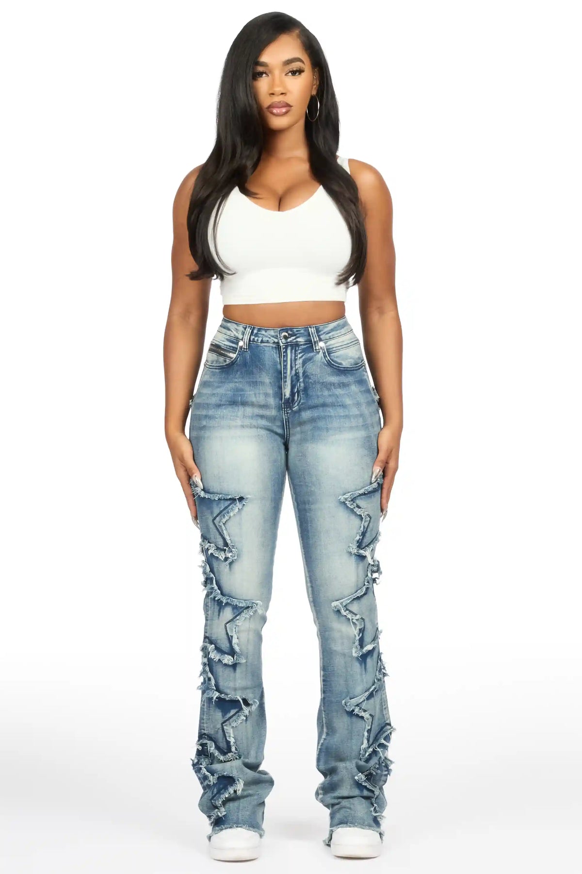 Sinayah Tint Wash Stacked Flare Jean