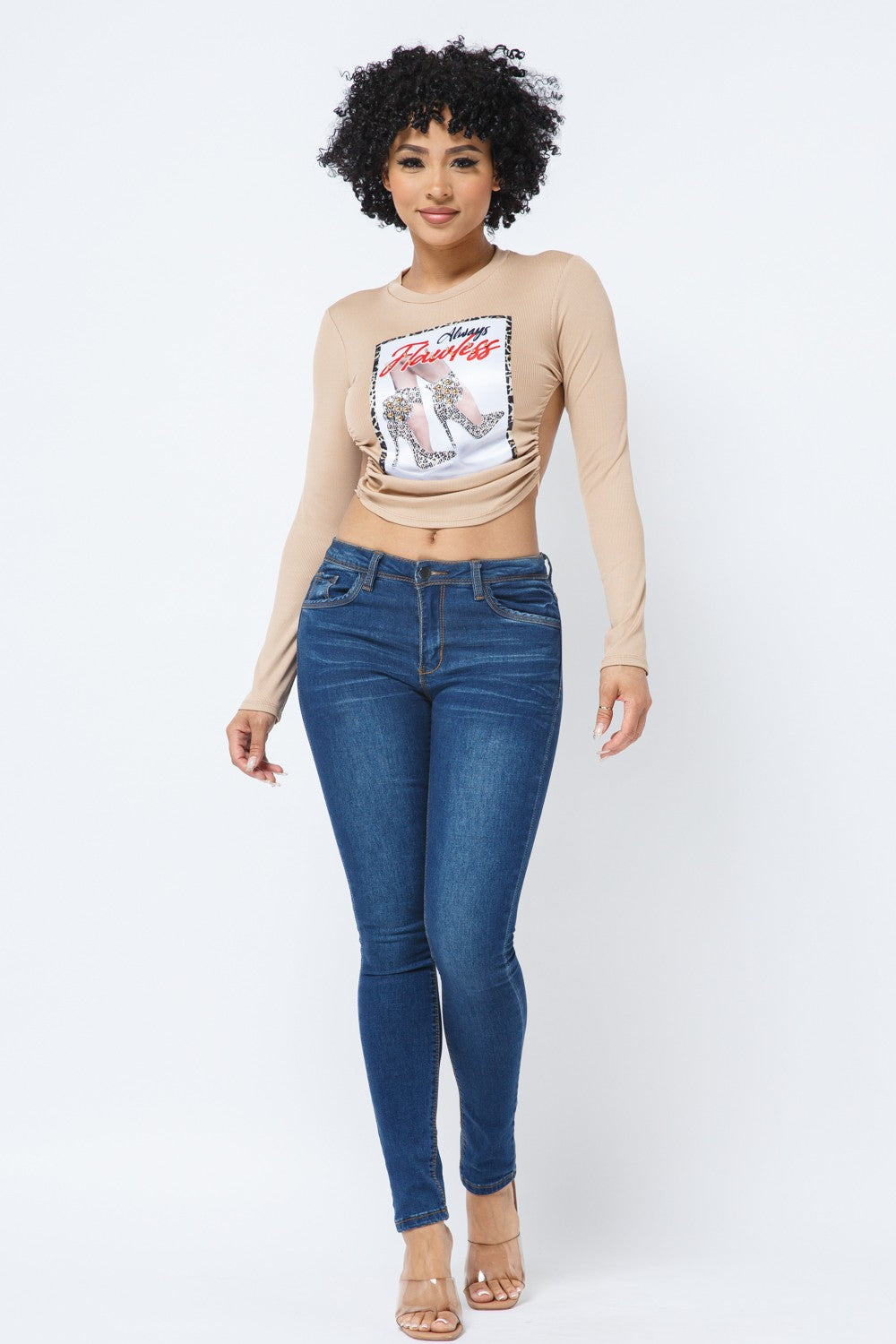 Taja Mocha Open Back Long Sleeve Top