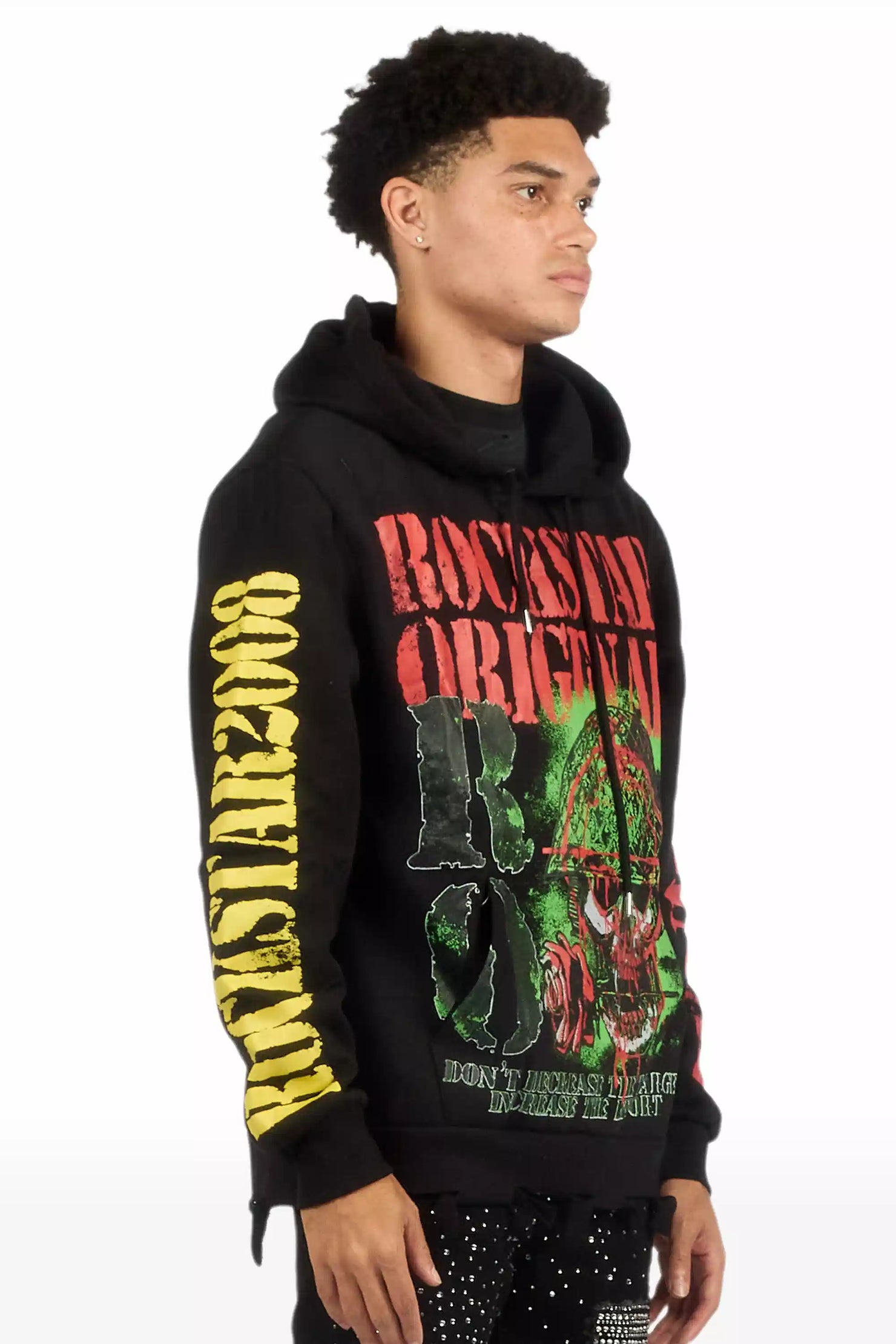 Kilshot Romance Black Distressed Graphic Hoodie