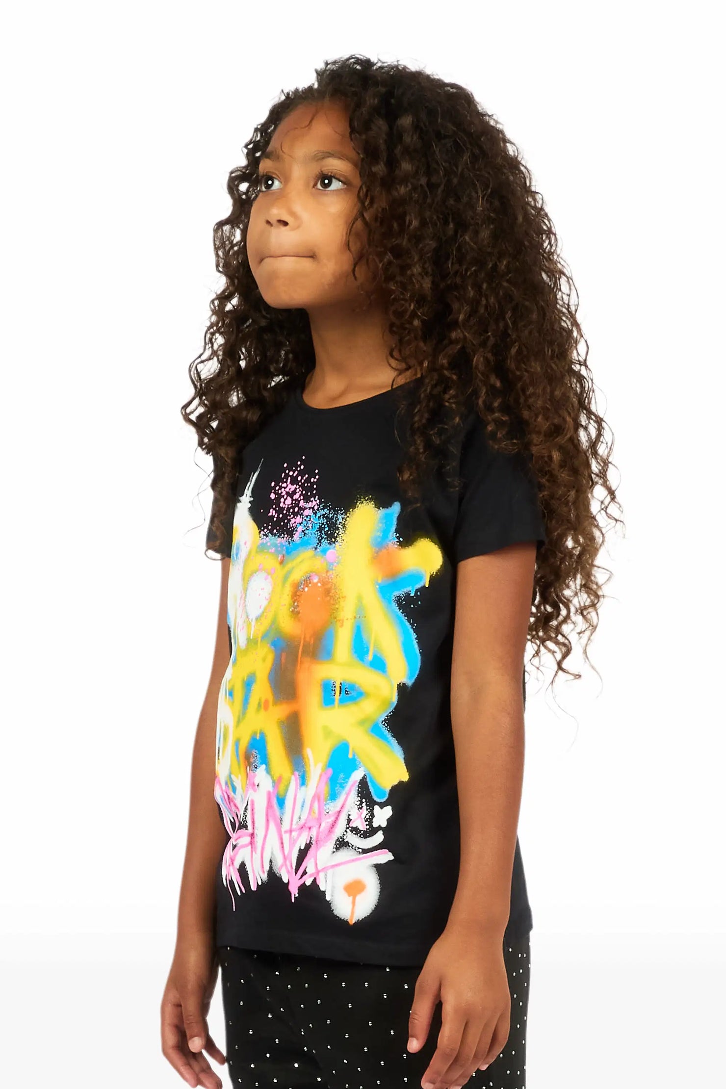 Girls Nocairs Black Graphic T-Shirt