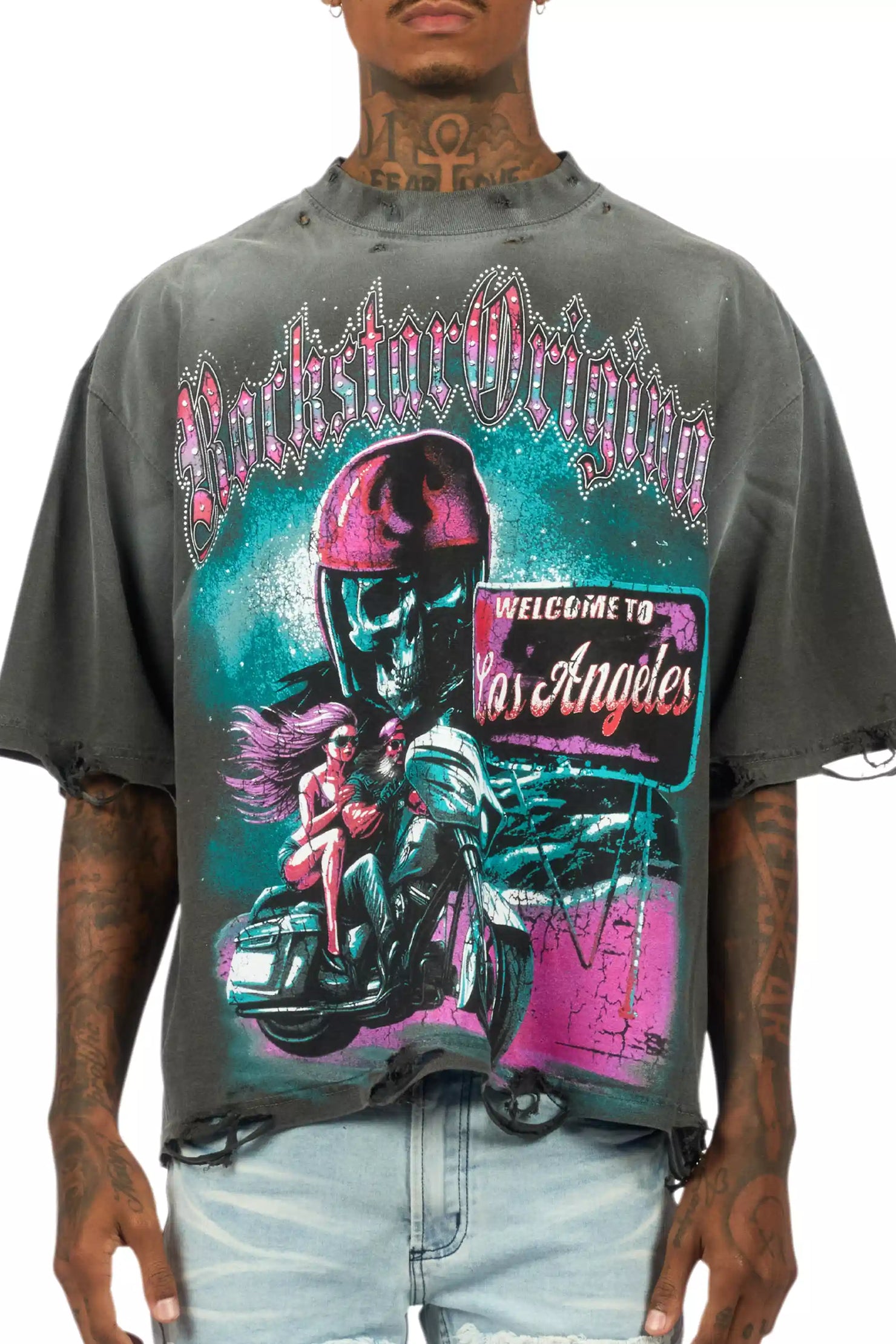 Reece Charcoal/Multi Oversized Graphic T-Shirt