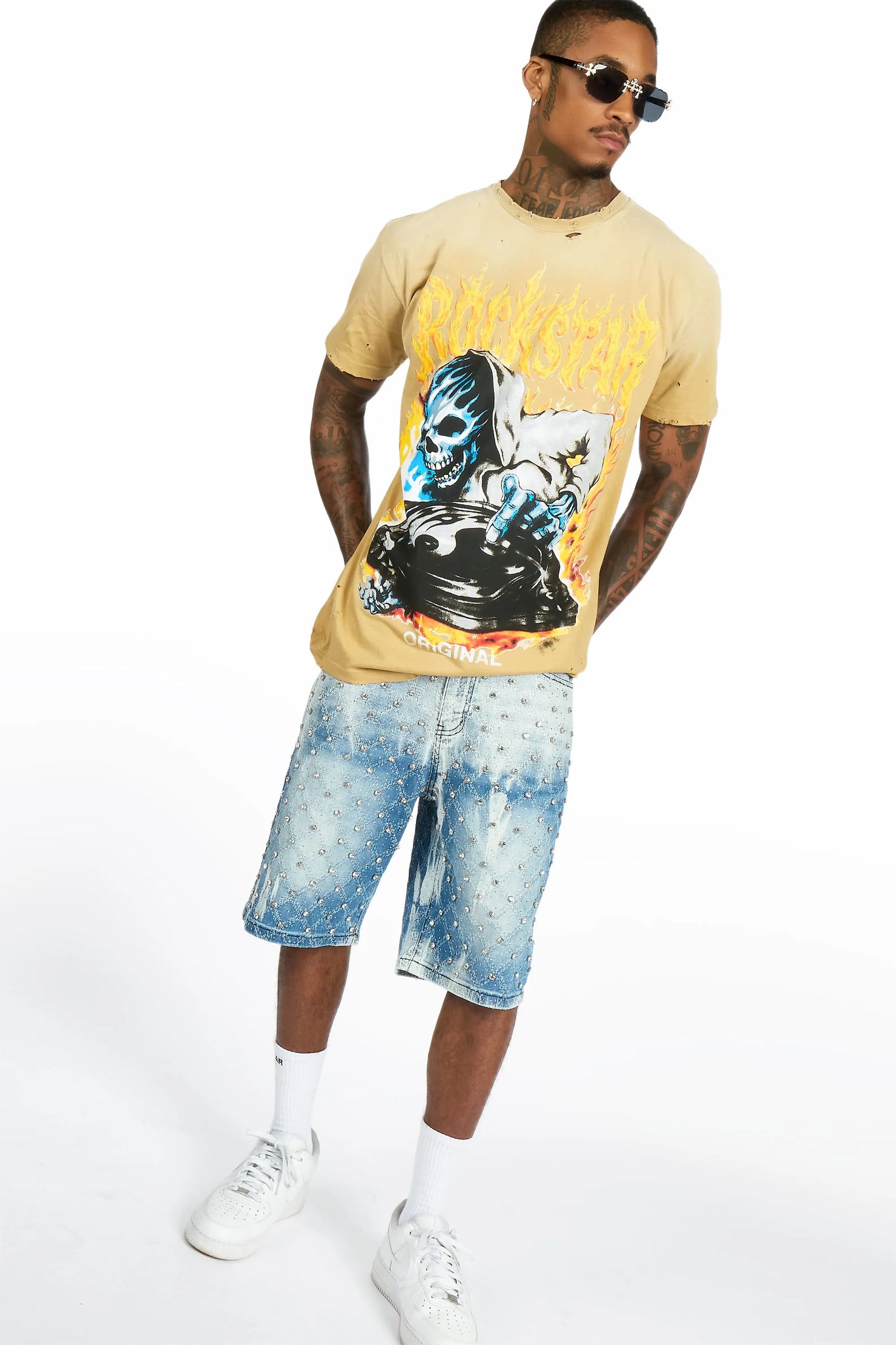 Dice Beige Oversized Graphic T-Shirt