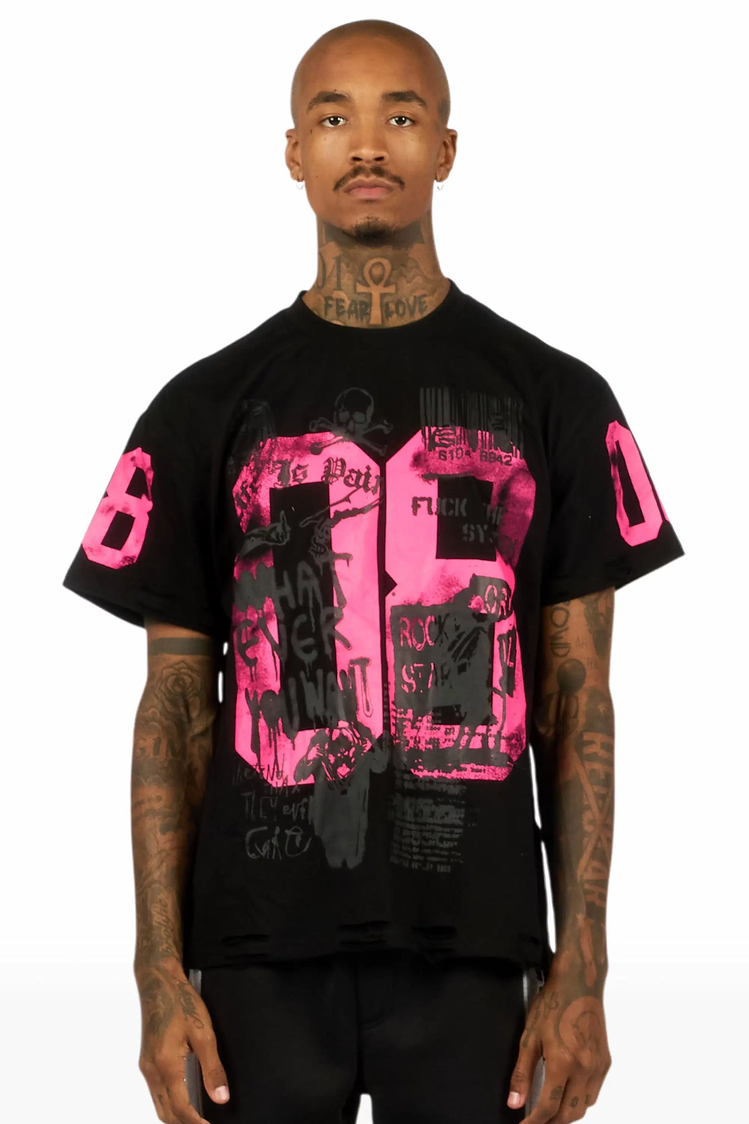 Grill Black/Fuchsia Graphic Oversized T-Shirt
