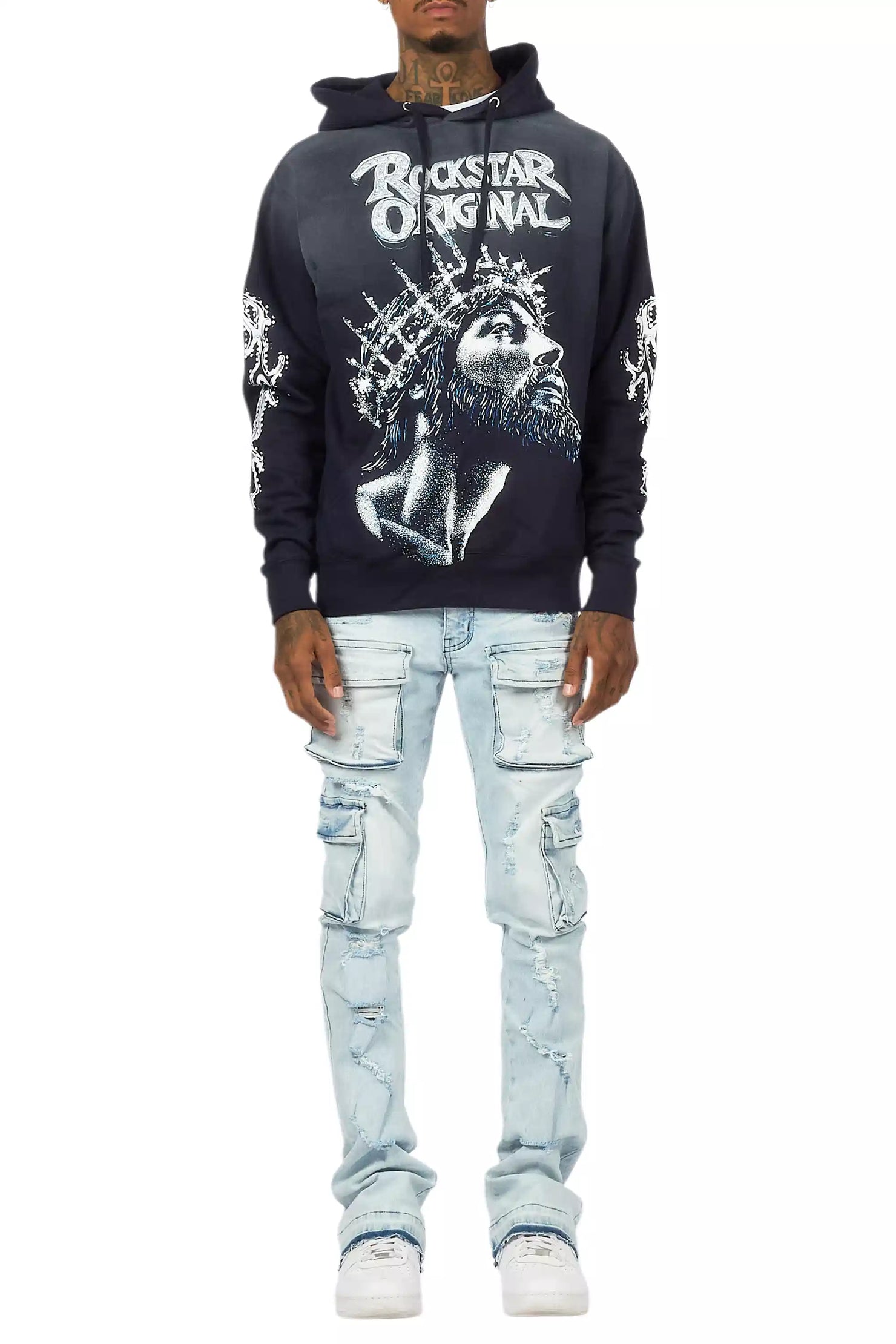 Zaid Blue Stacked Flare Jean