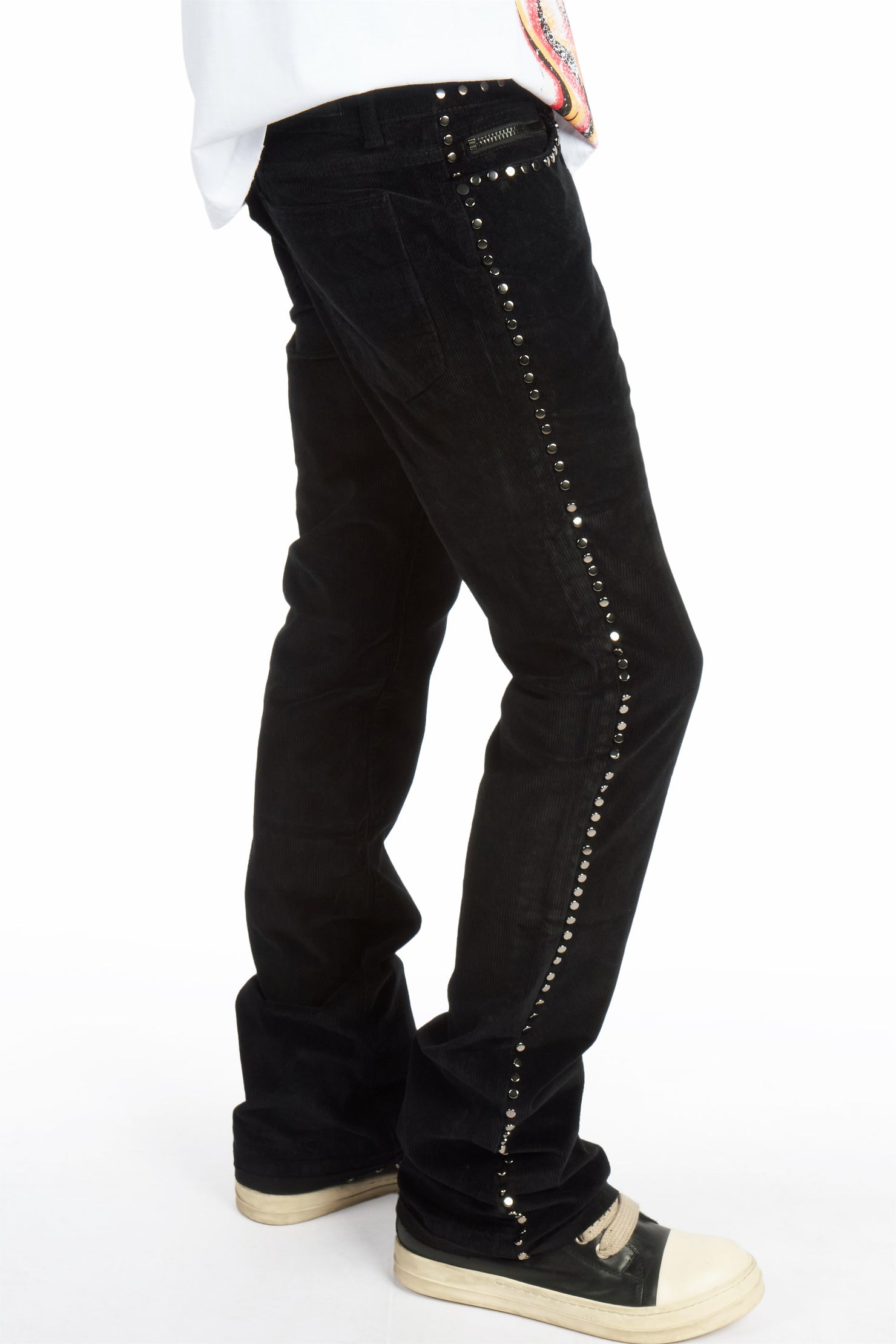 Vaile Jet Black Studded Stacked Flare Jean