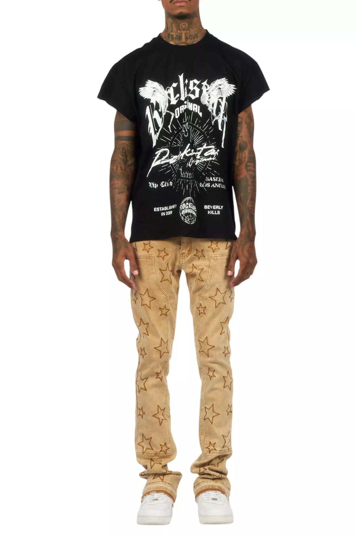 Starship Beige Stacked Flare Jean