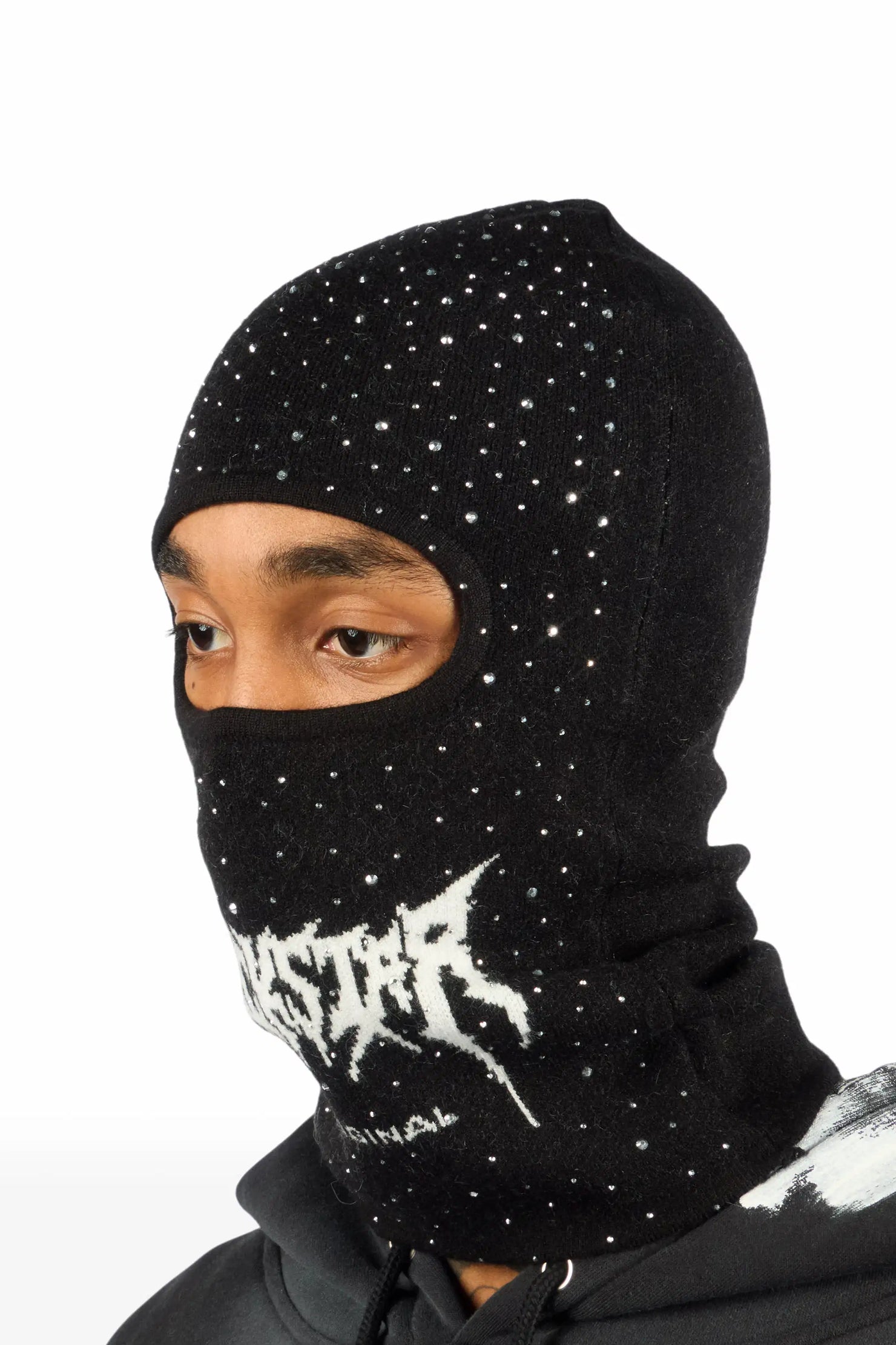 Twinkle Black/Black Rhinestone Ski Mask