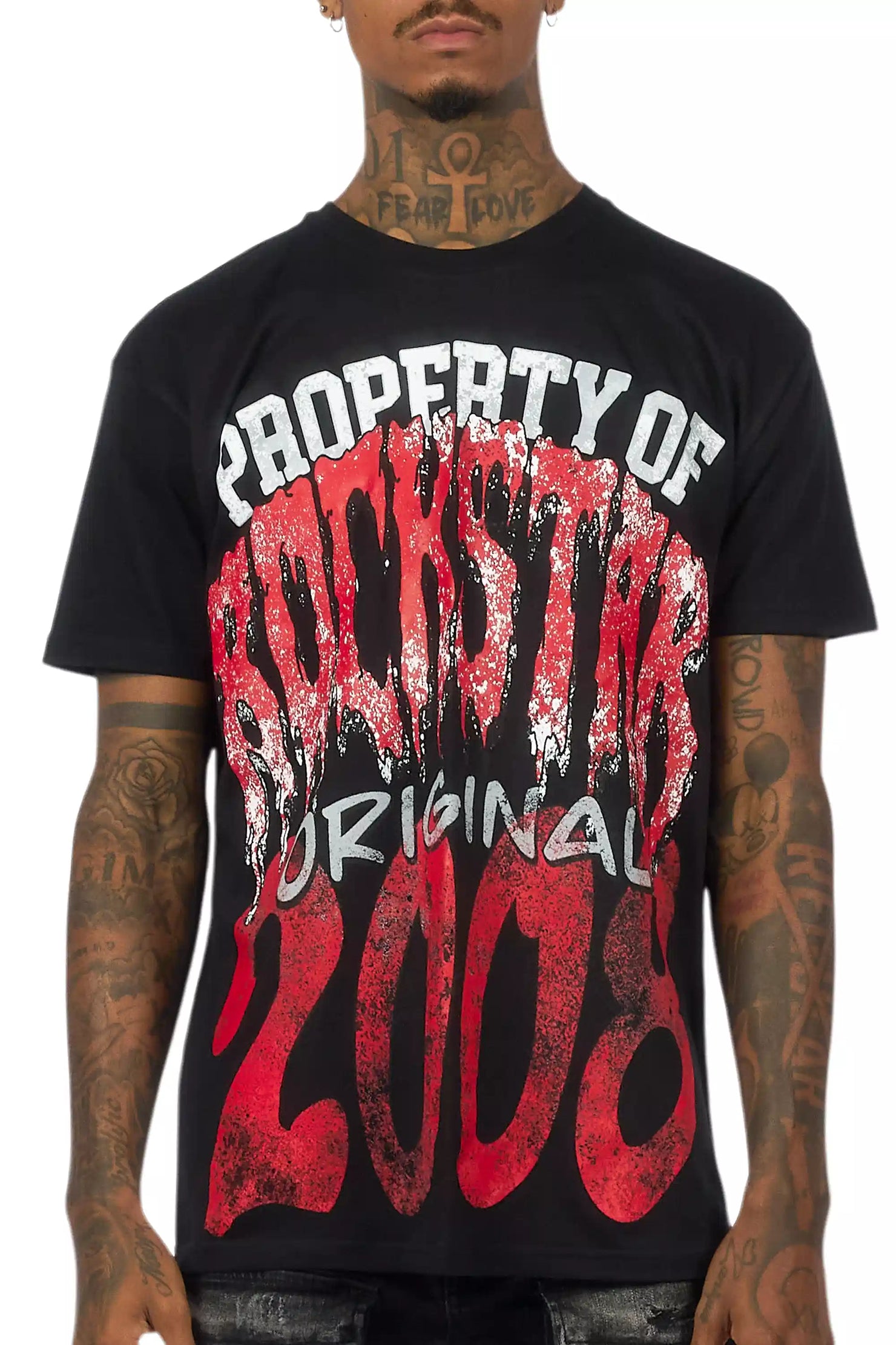 Raezion Black/Red Oversized Graphic T-Shirt