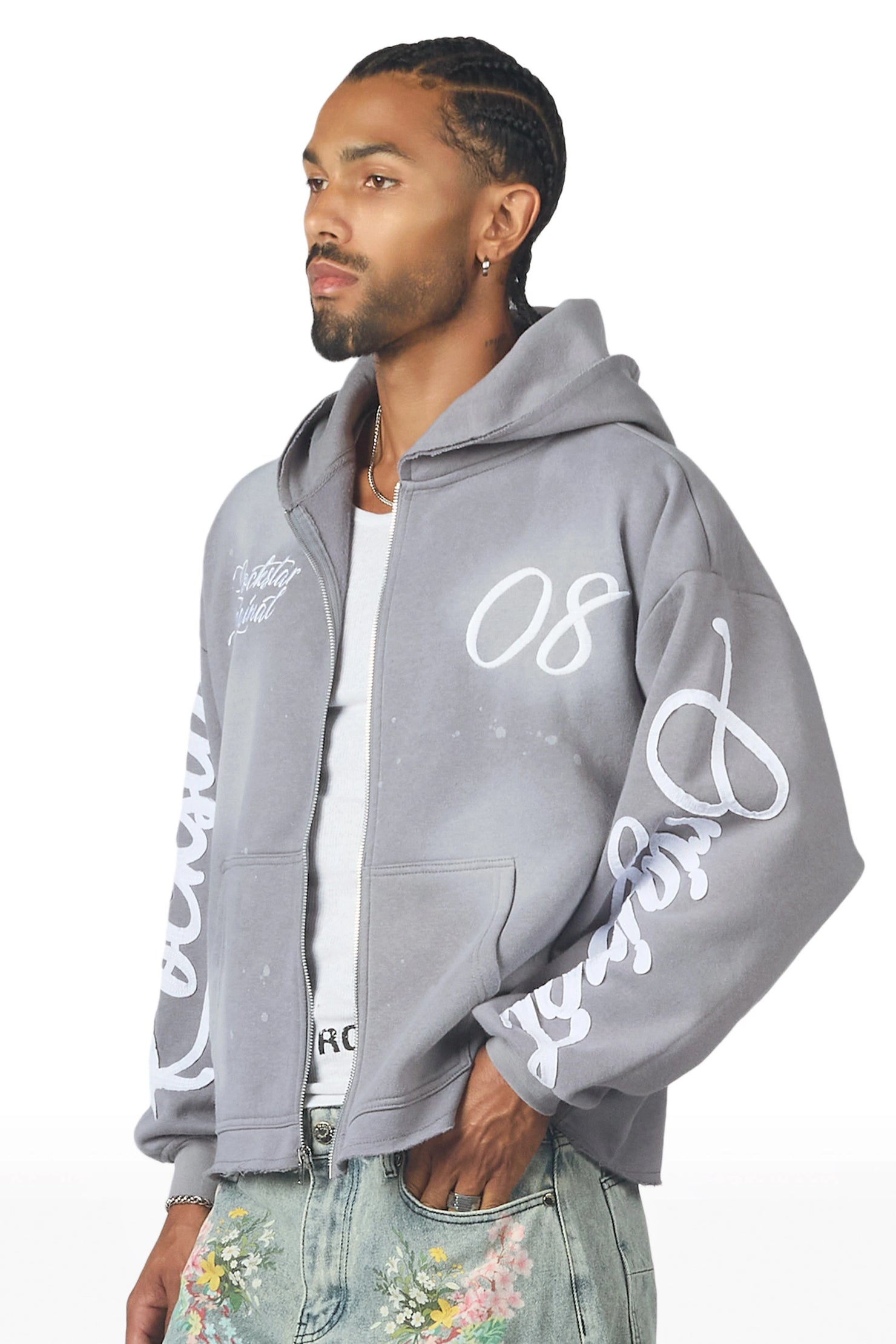 Hanif Vintage Grey Zip Up Hoodie