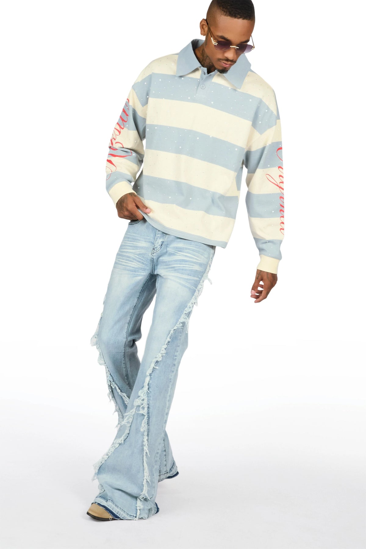 Vane Light Blue Stacked Super Flare Jean