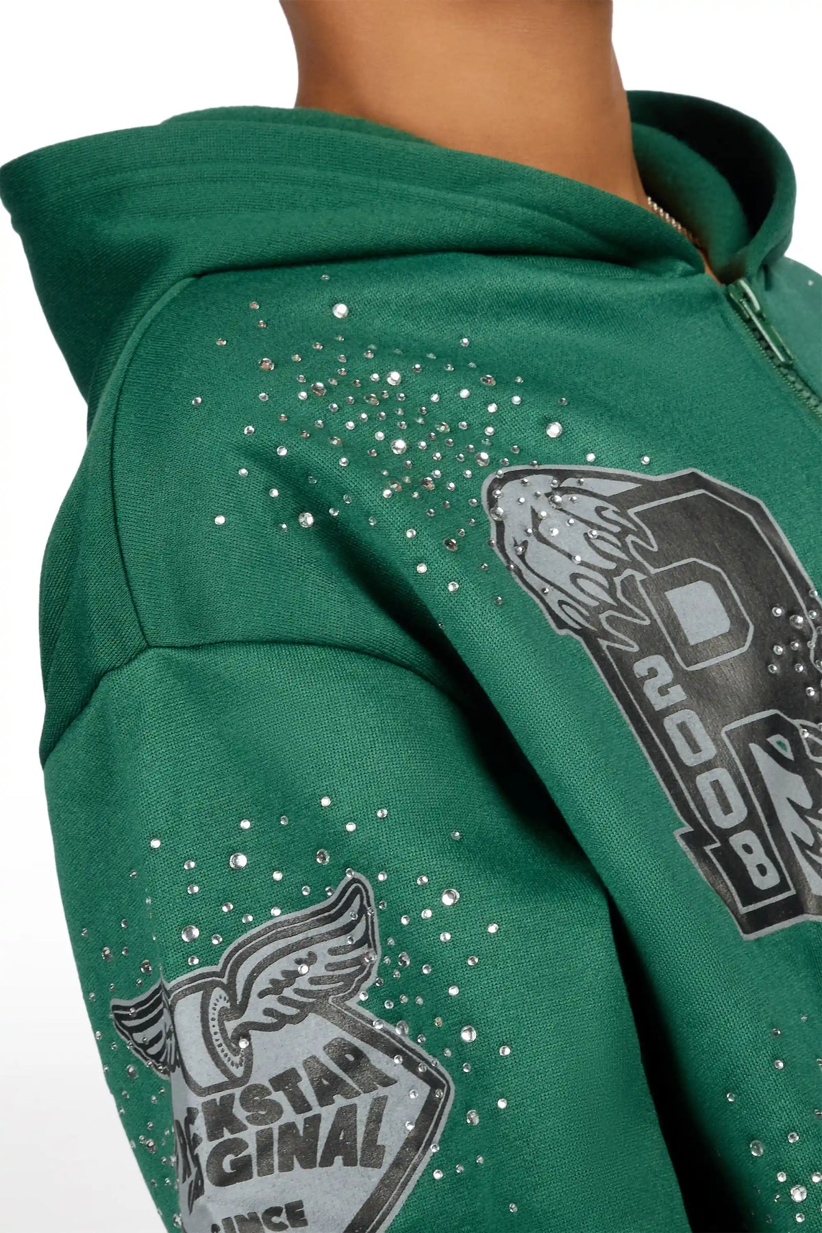 Boys Igor Green/Black Rhinestone Zip Up Hoodie