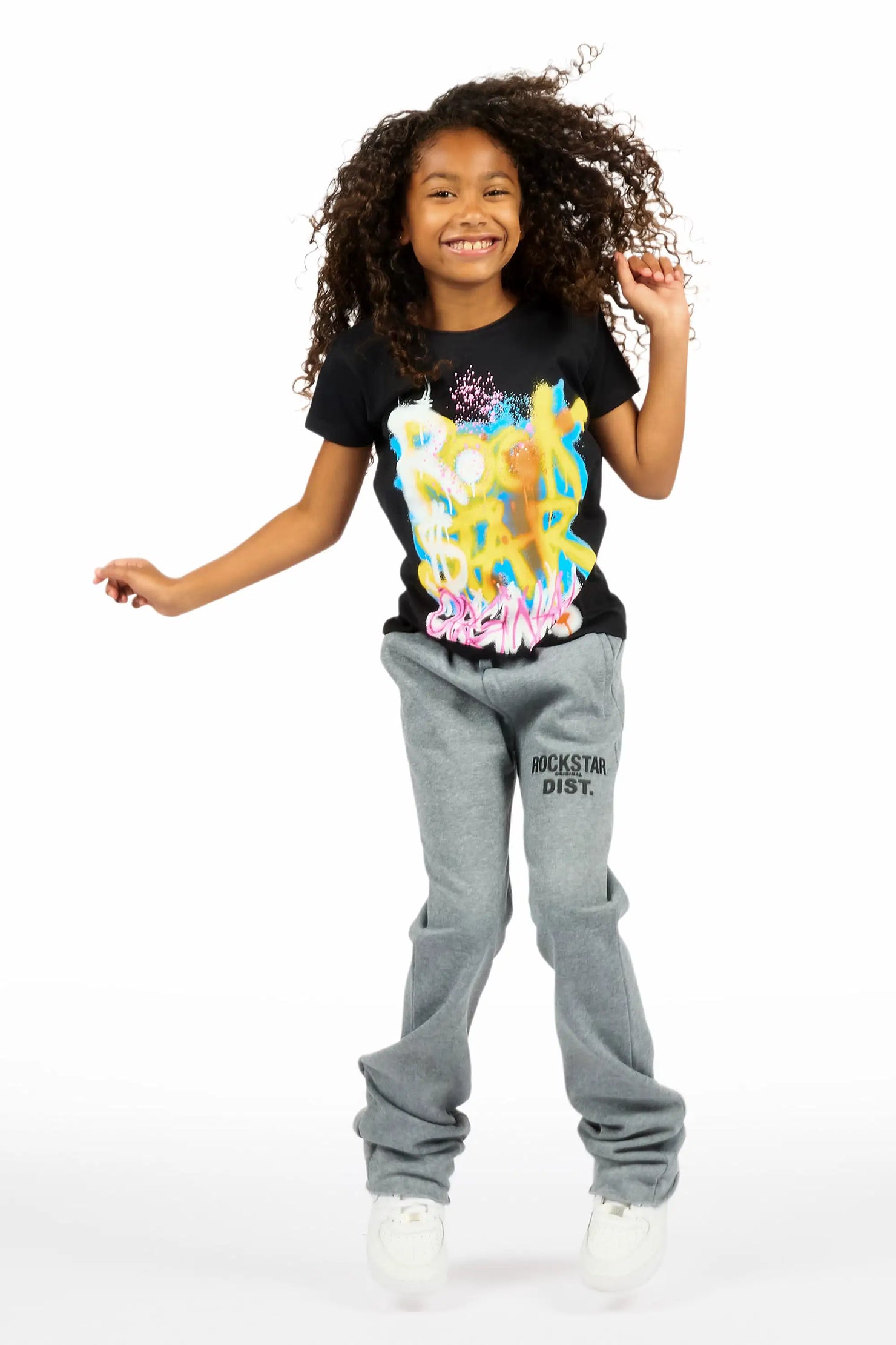 Girls Juliana Grey Stacked Flare Pant