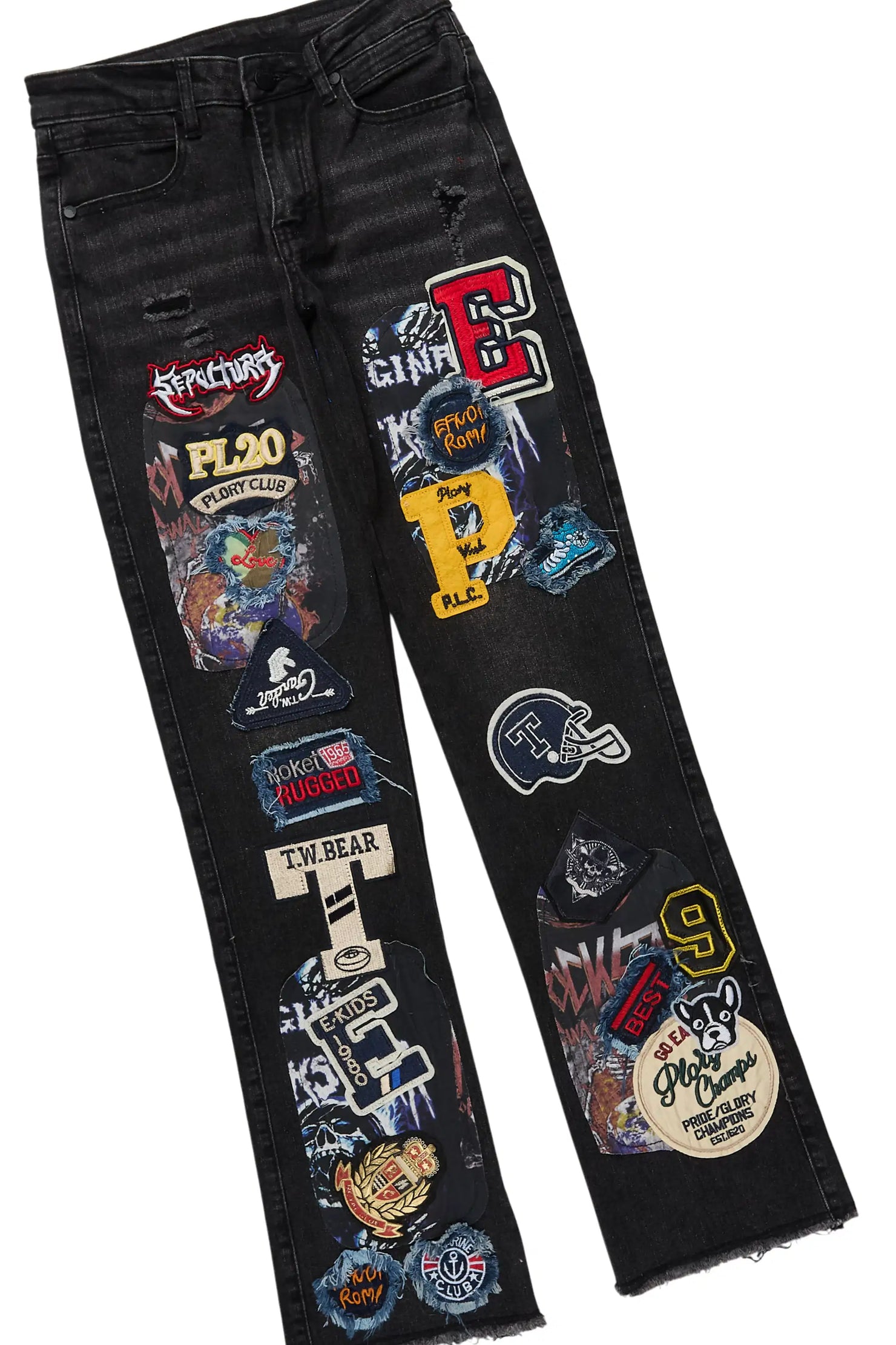 Boys Palmer Royal Blue Hoodie & Espen Black Stacked Jean Set