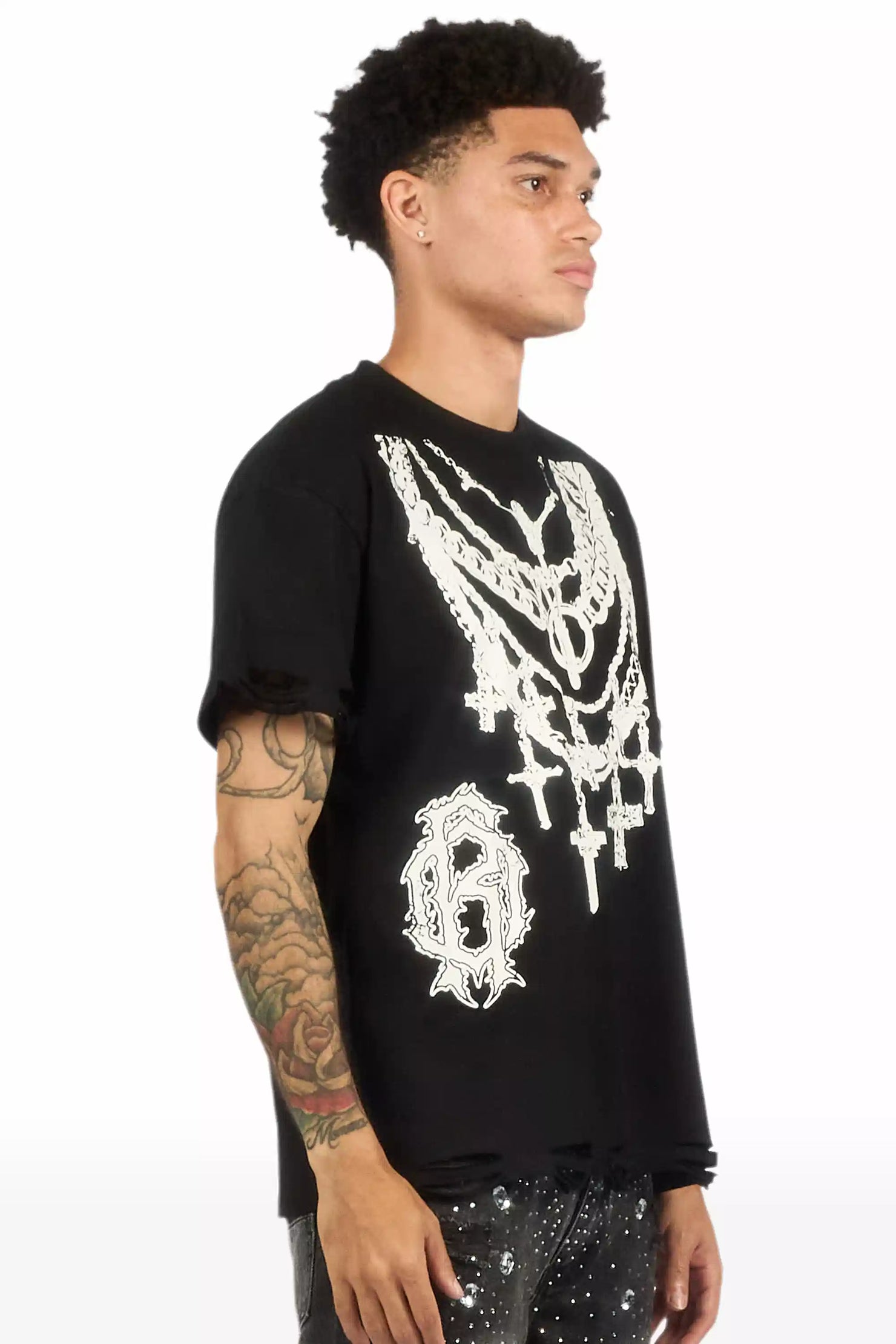 Nyro Black Oversized Graphic T-Shirt