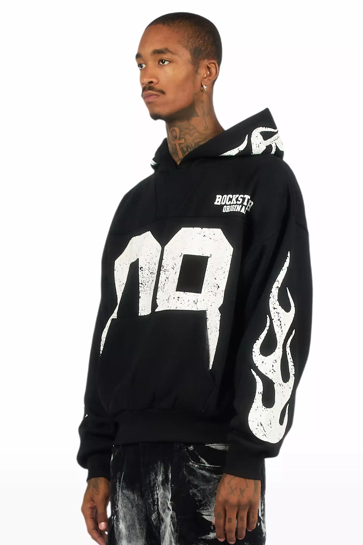 Aubin Black Boxy Crop Hoodie