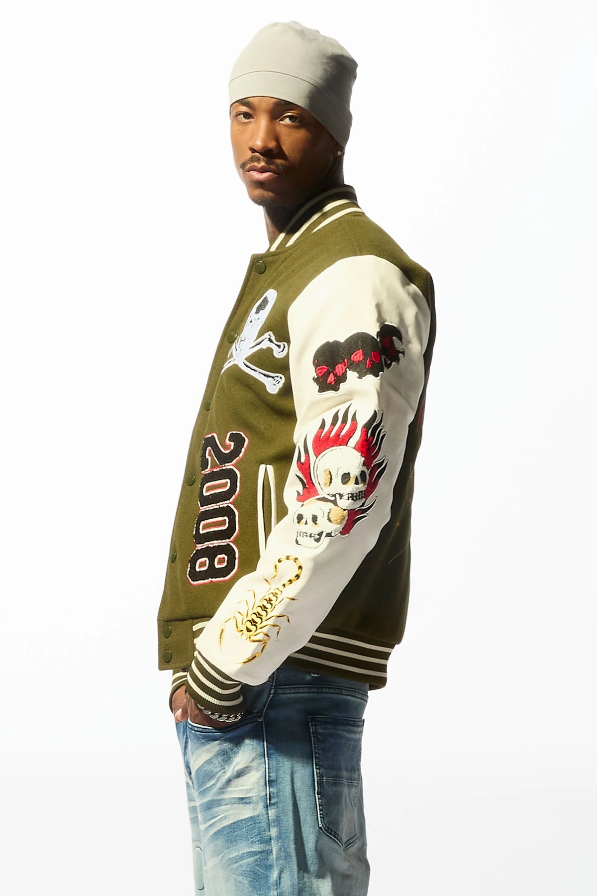 Brennin Olive Varsity Jacket