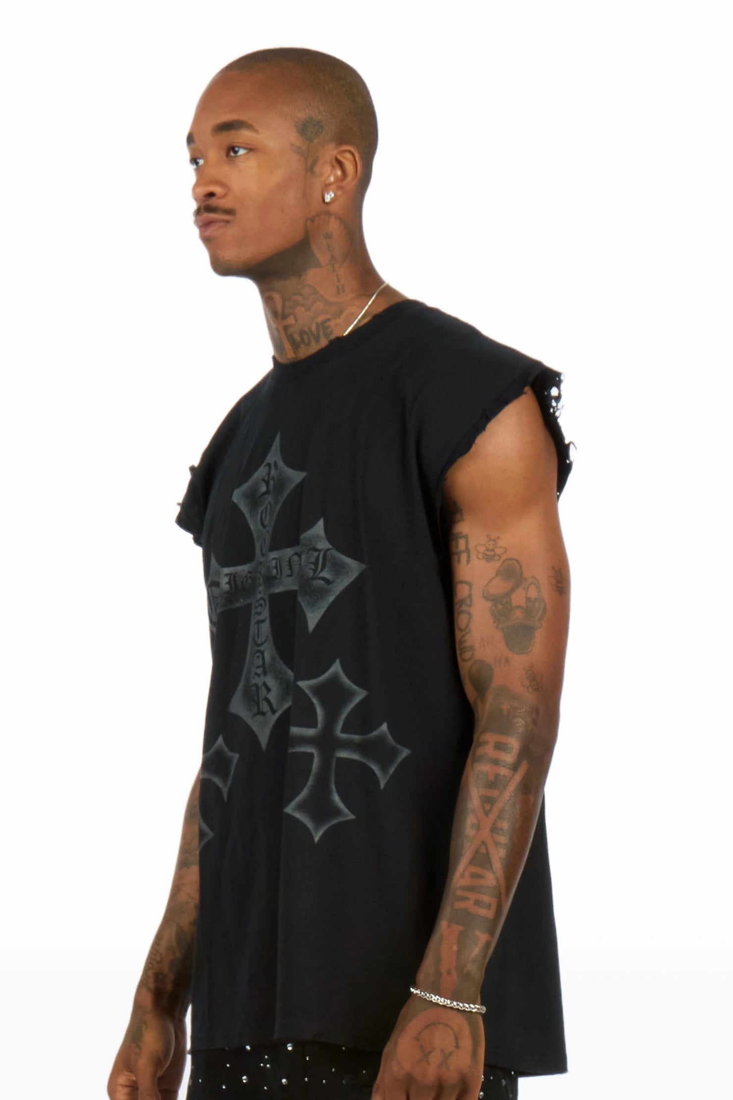Marizon Black Cut off Tee