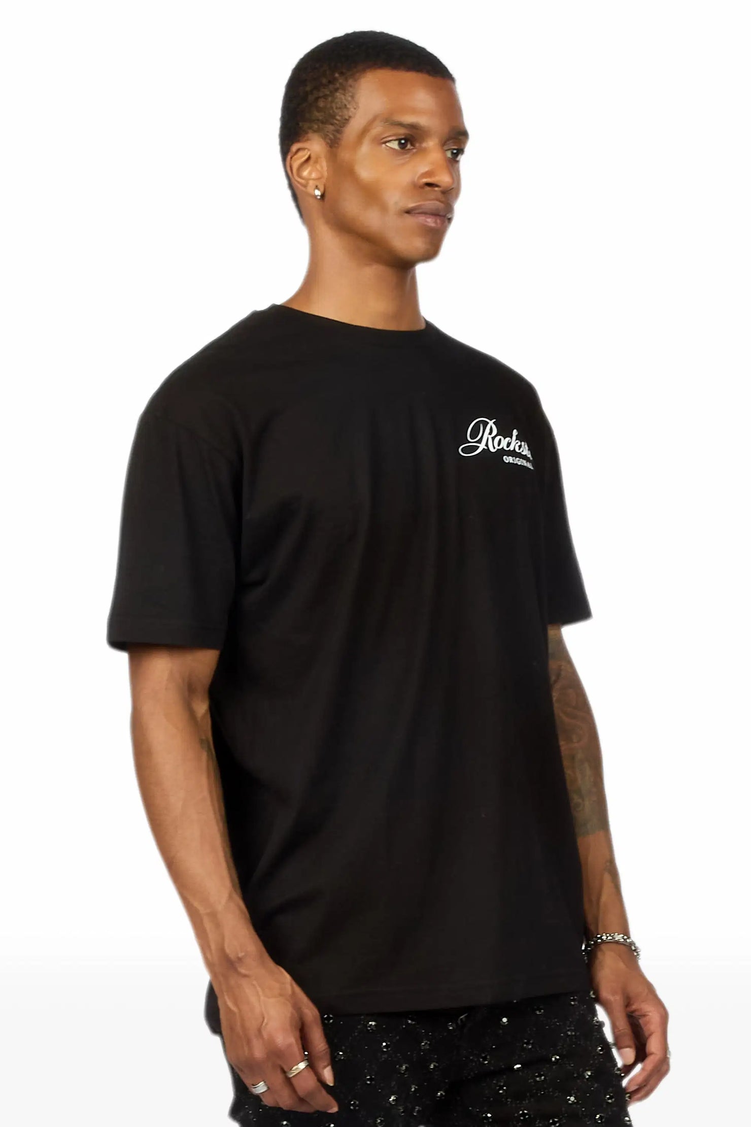 Domaric Black Oversized Graphic T-Shirt