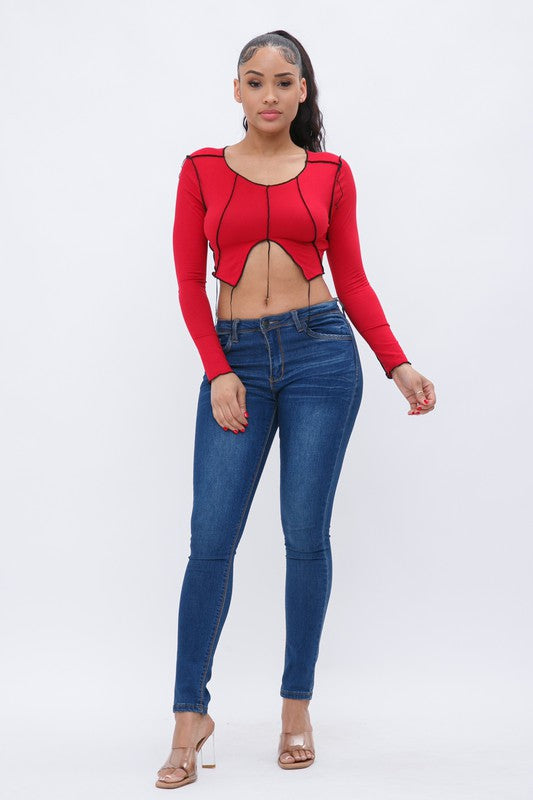 Kendell Red Long Sleeve Top