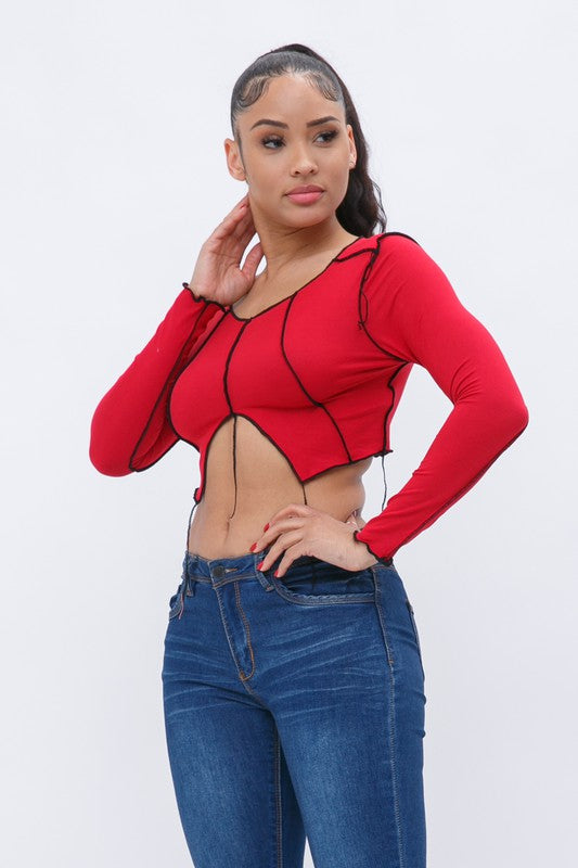 Kendell Red Long Sleeve Top