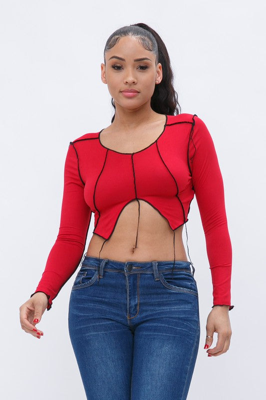 Kendell Red Long Sleeve Top