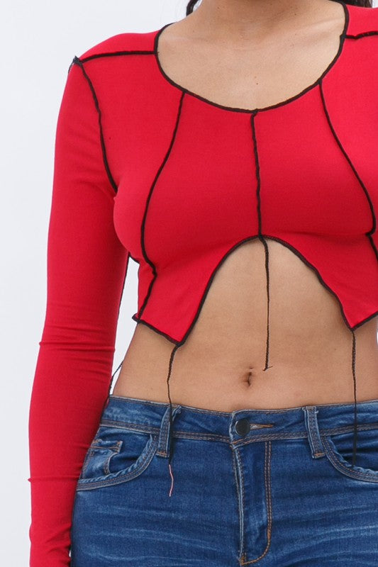 Kendell Red Long Sleeve Top