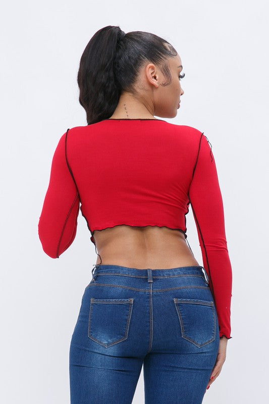 Kendell Red Long Sleeve Top