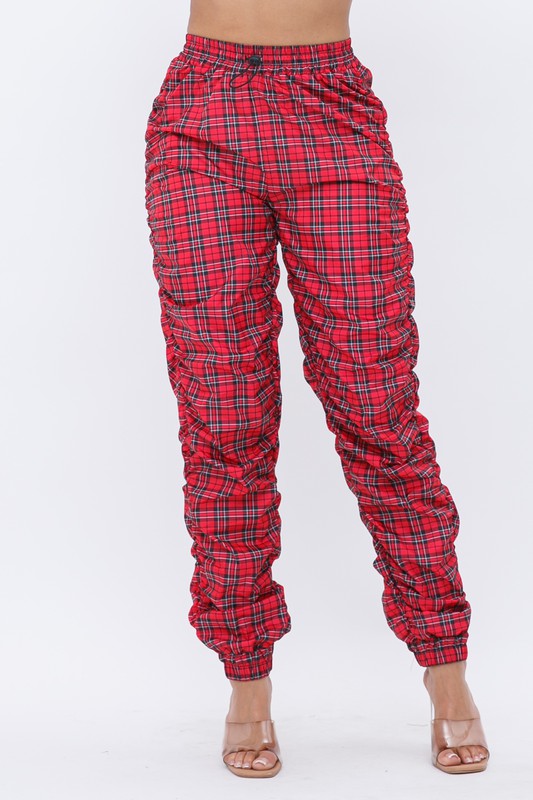 Pheyella Red Plaid Nylon Pant
