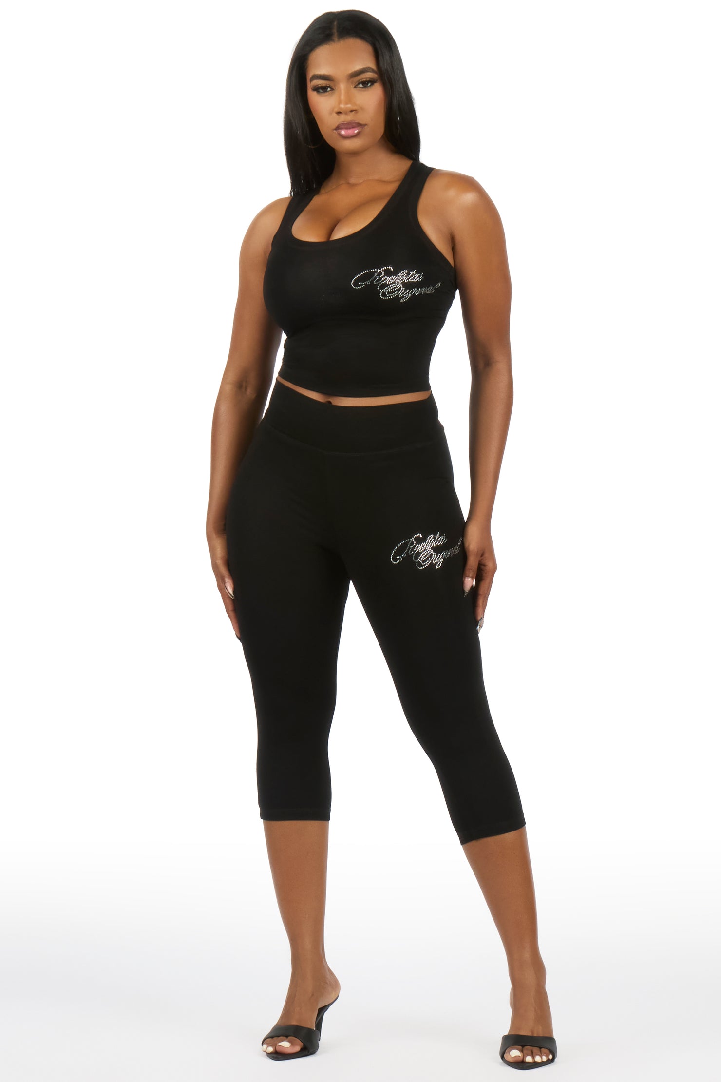 Jacquelle Black Tank Capri Lounge Set