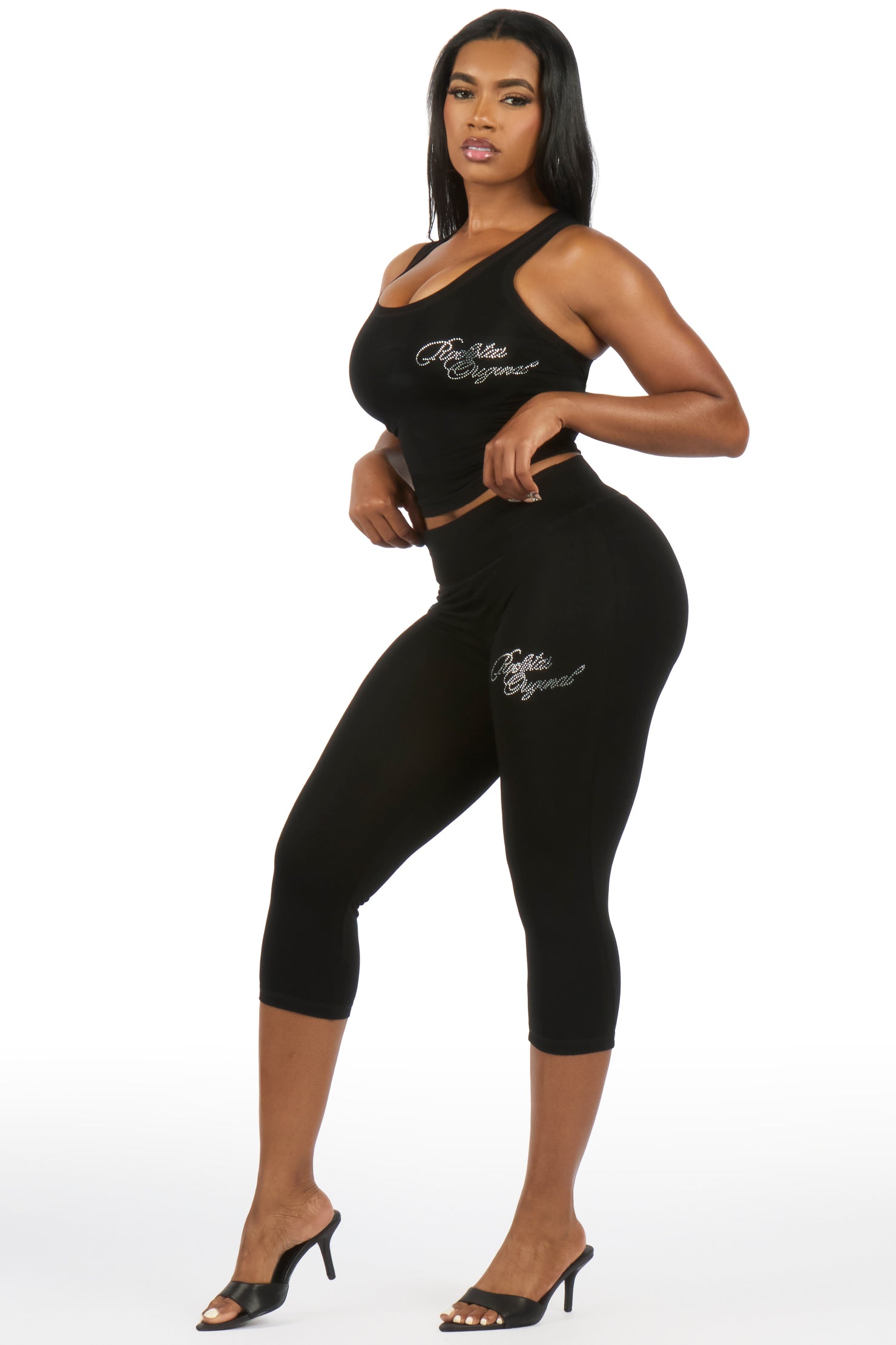 Jacquelle Black Tank Capri Lounge Set