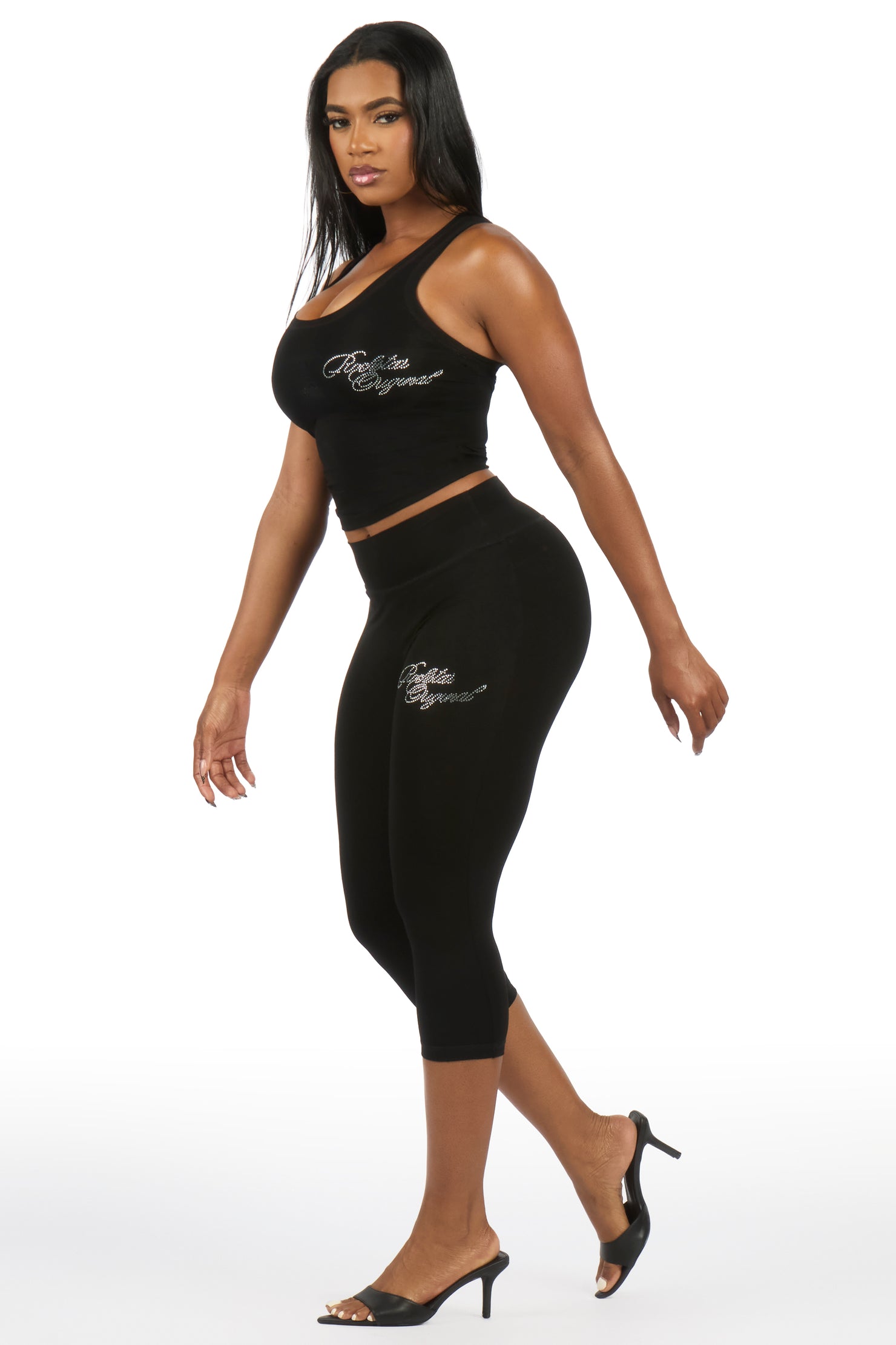 Jacquelle Black Tank Capri Lounge Set