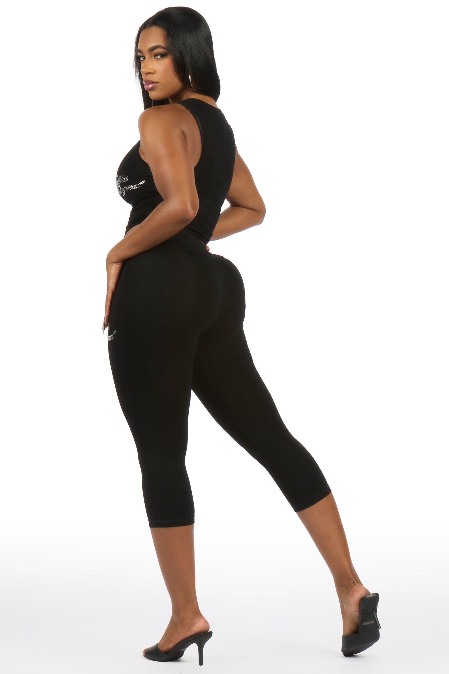 Jacquelle Black Tank Capri Lounge Set