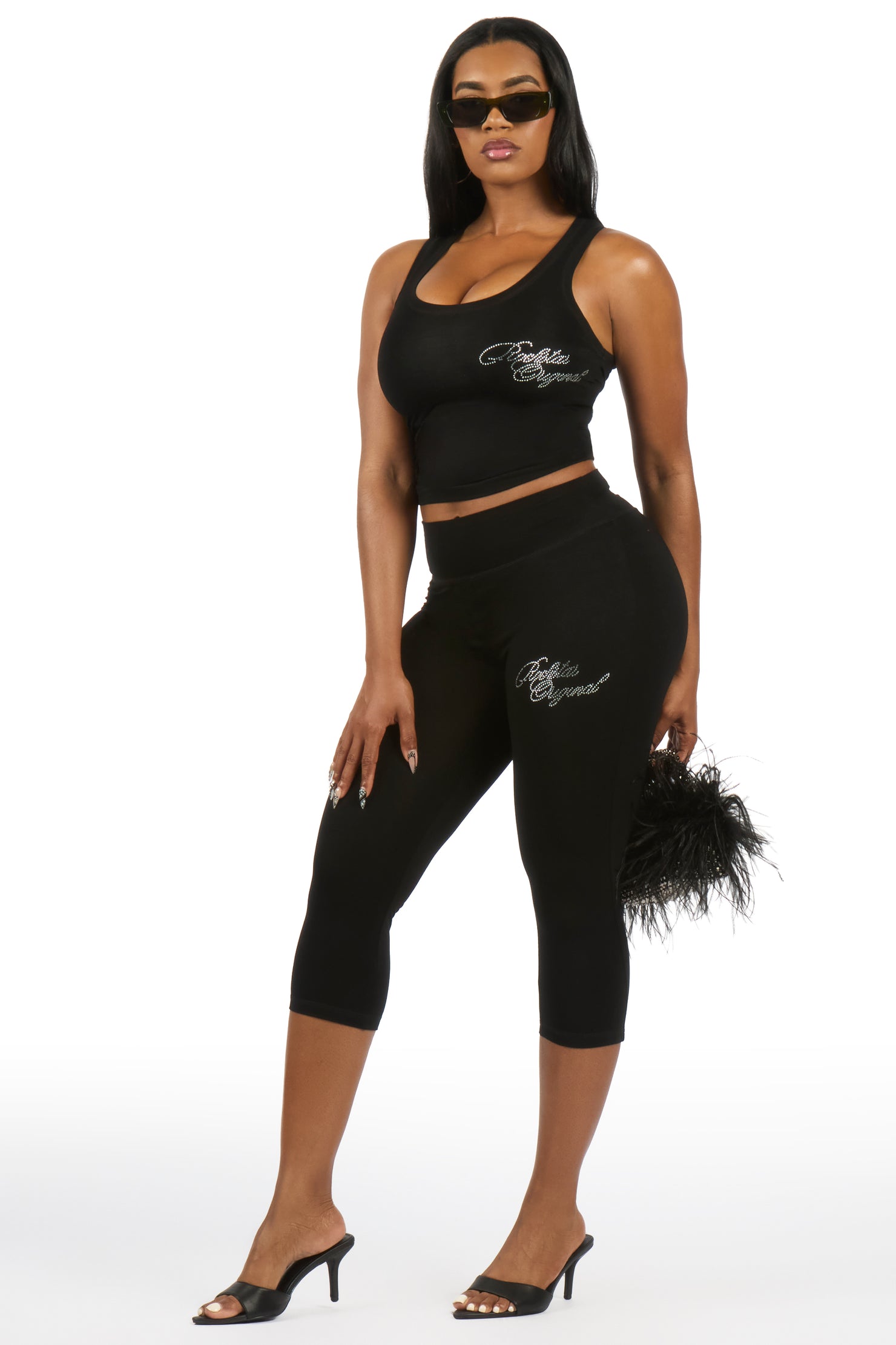 Jacquelle Black Tank Capri Lounge Set